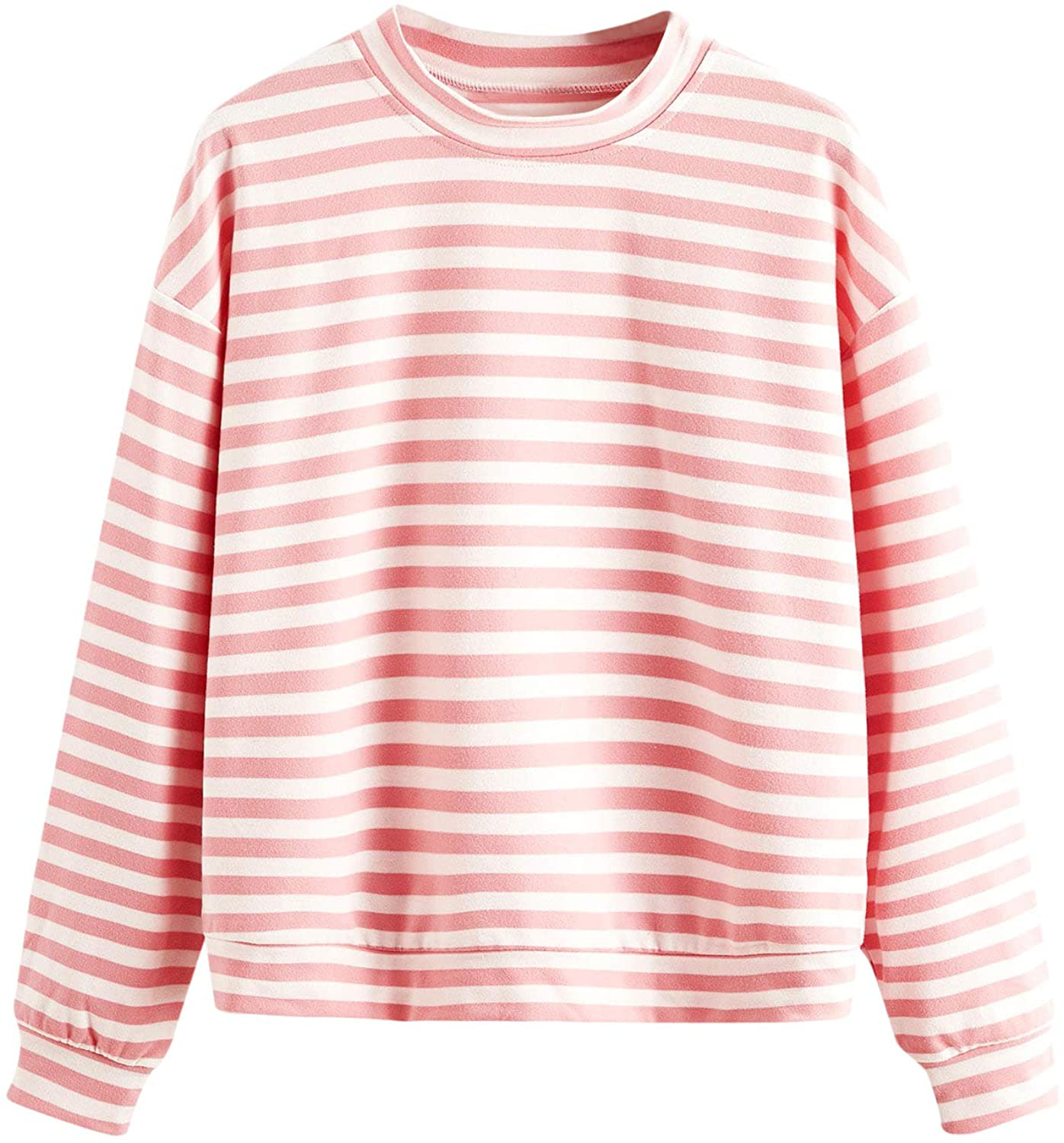 Floerns Women's Drop Shoulder Striped Long Sleeve Sweatshirt