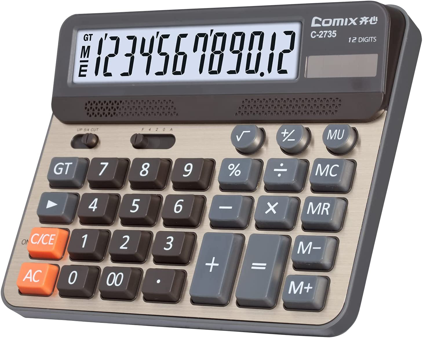 Comix Desktop Calculator, Large Computer Keys, 12 Digits Display, Champaign Gold Color Panel, C-2735