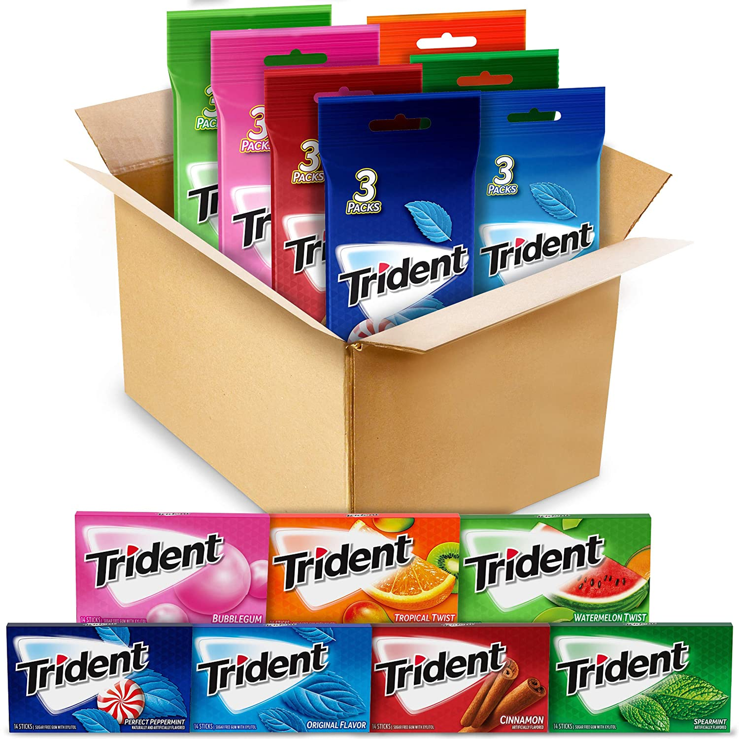 Trident Sugar Free Gum Variety Pack, 21 Packs of 14 Pieces (294 Total Pieces)