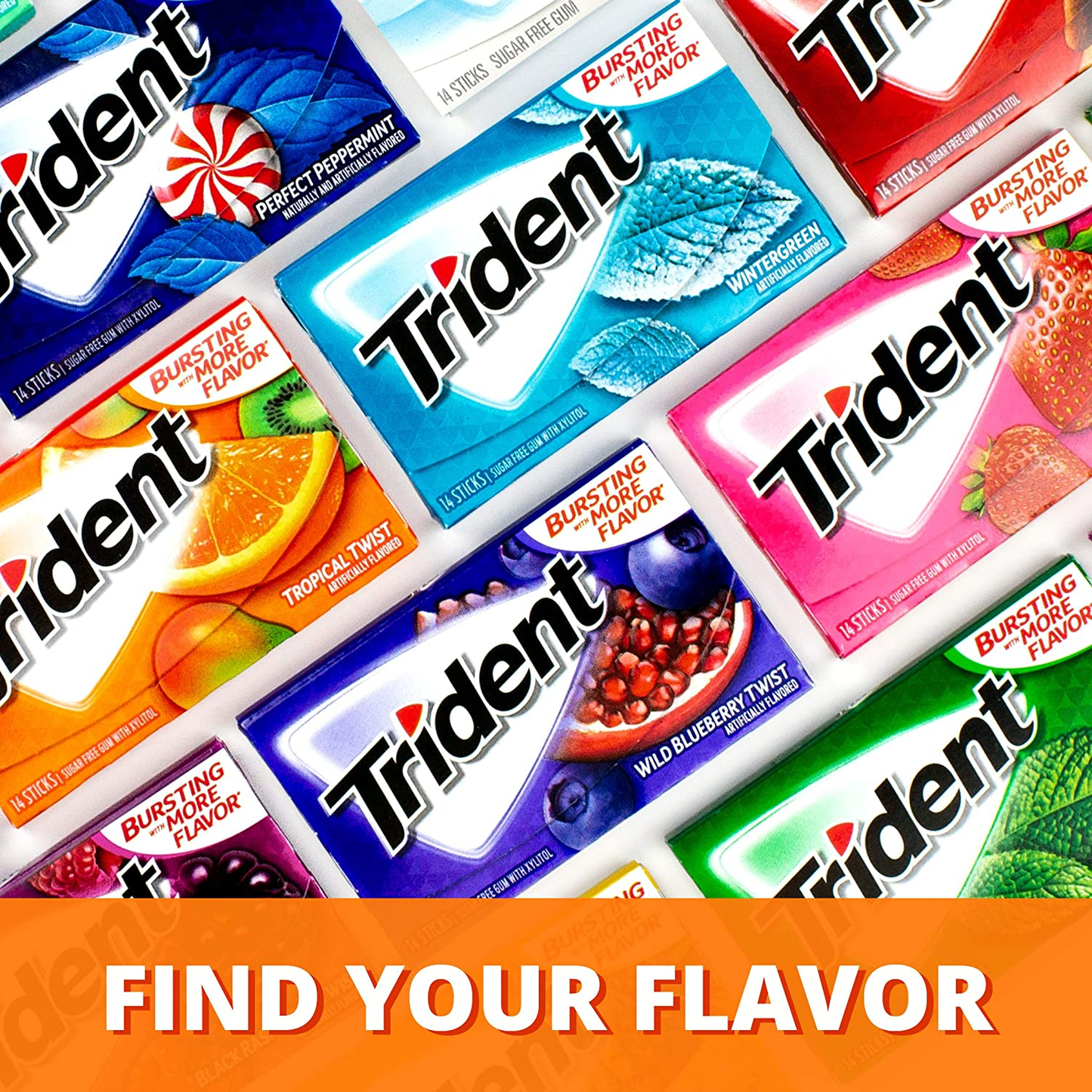 Trident Sugar Free Gum Variety Pack, Watermelon Twist & Tropical Twist Flavors, 15 Packs (210 Pieces Total)