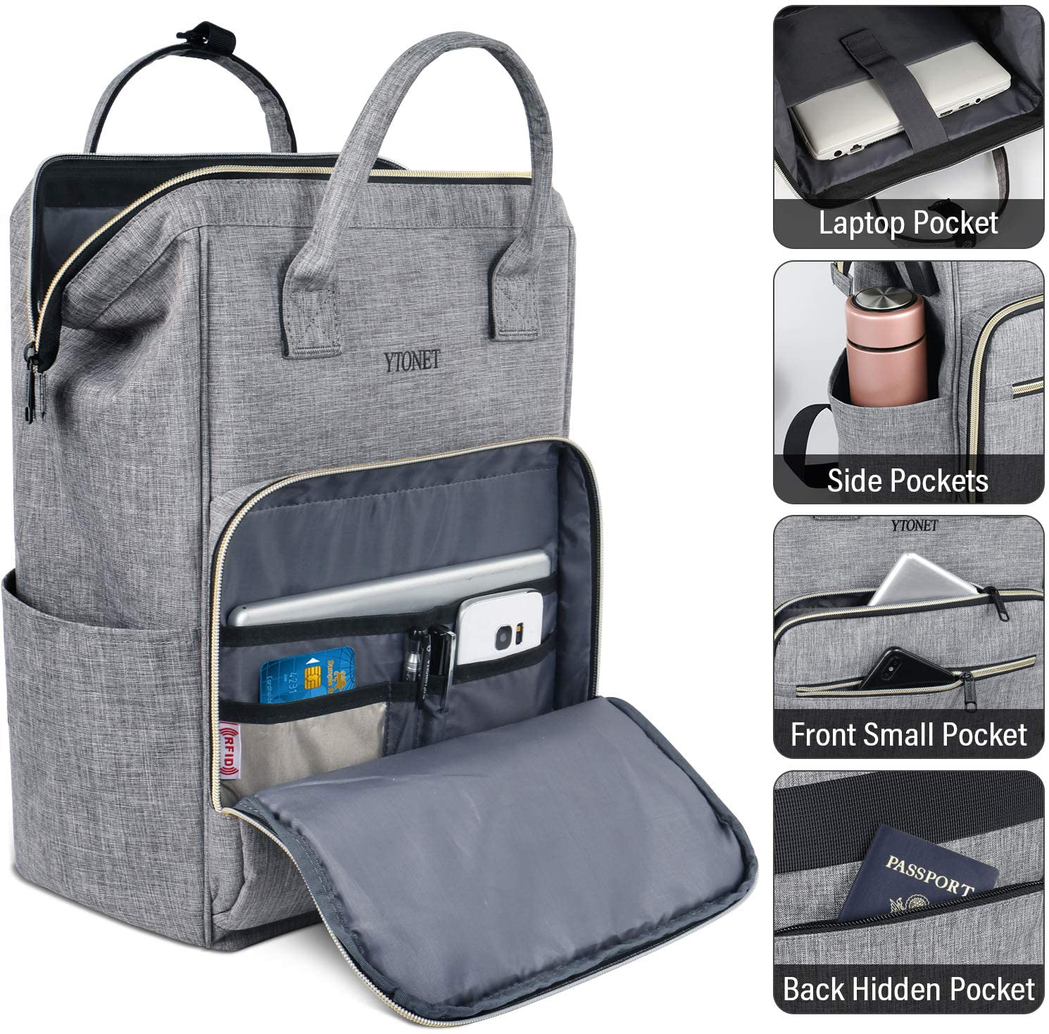 Laptop Backpack for Women Men, Travel Backpack for 15.6 Inch Laptop with RFID Pocket USB Charging Port