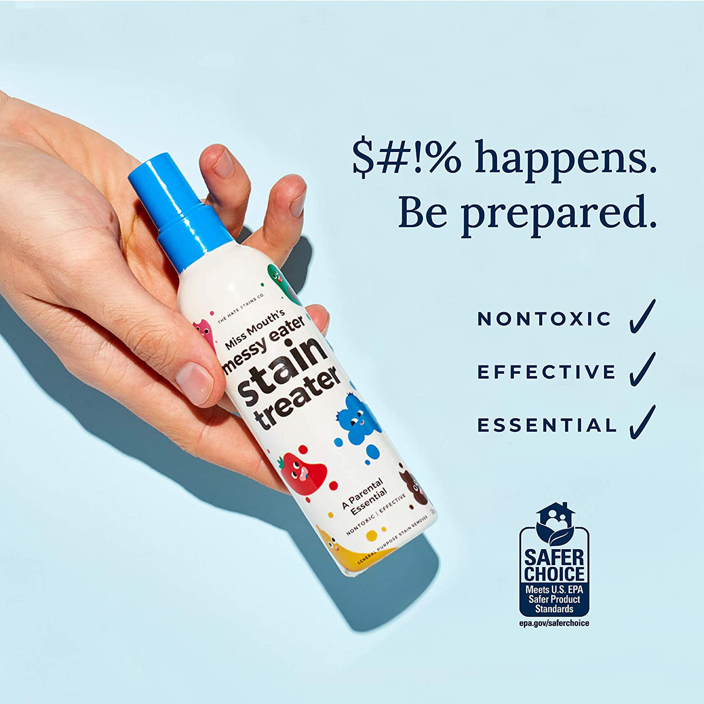 Miss Mouth’s Messy Eater Non-Toxic Baby and Kids Stain Remover for Clothing, Carpet, Fabric, and Upholstery. Kid Tested and Mom Approved (120ml, 4 oz Spray Bottle)
