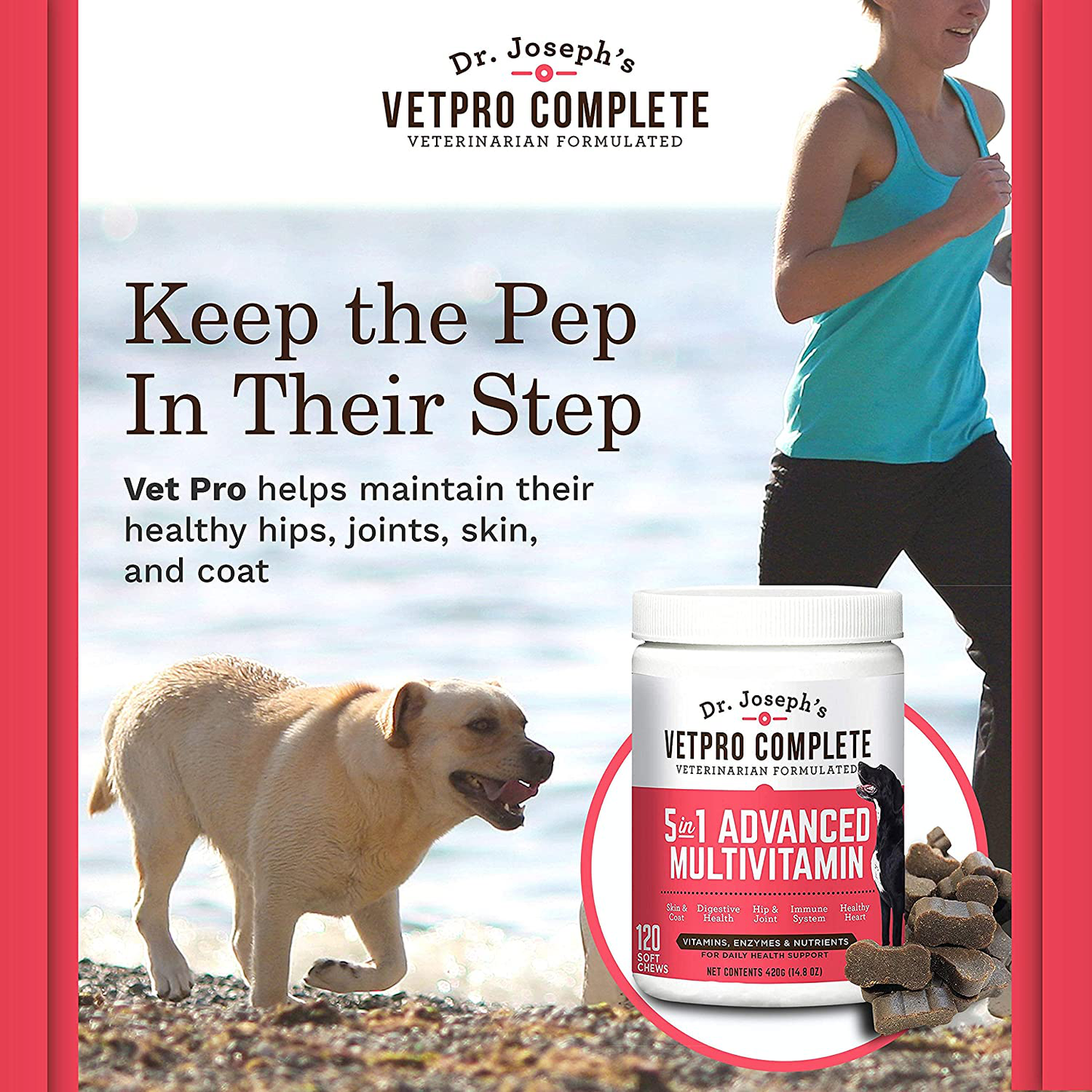 VetPro Dog Vitamins and Supplements - Glucosamine for Hip and Joint Health, Immune System Support, Allergy Meds