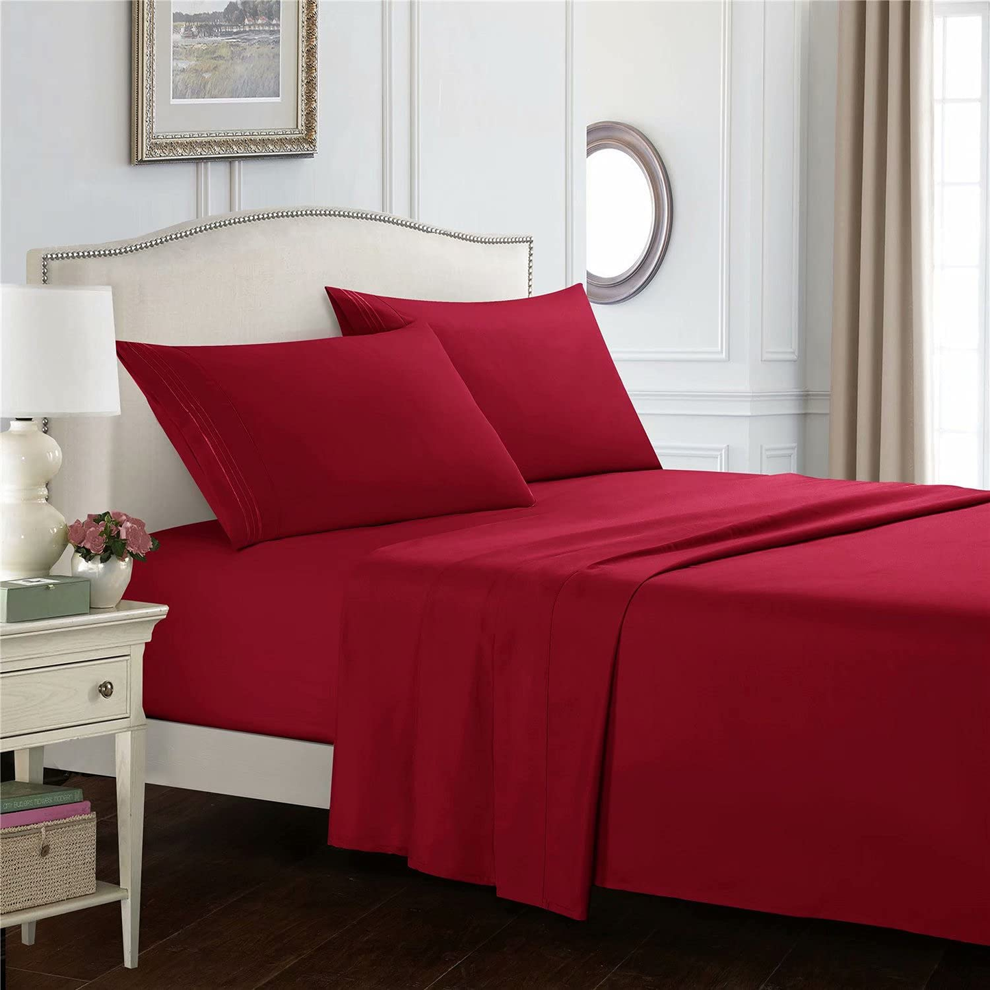 Bed Sheet Set 4 Piece Extra Soft Luxury Brushed Microfiber 1800 Thread Count with Deep Pockets