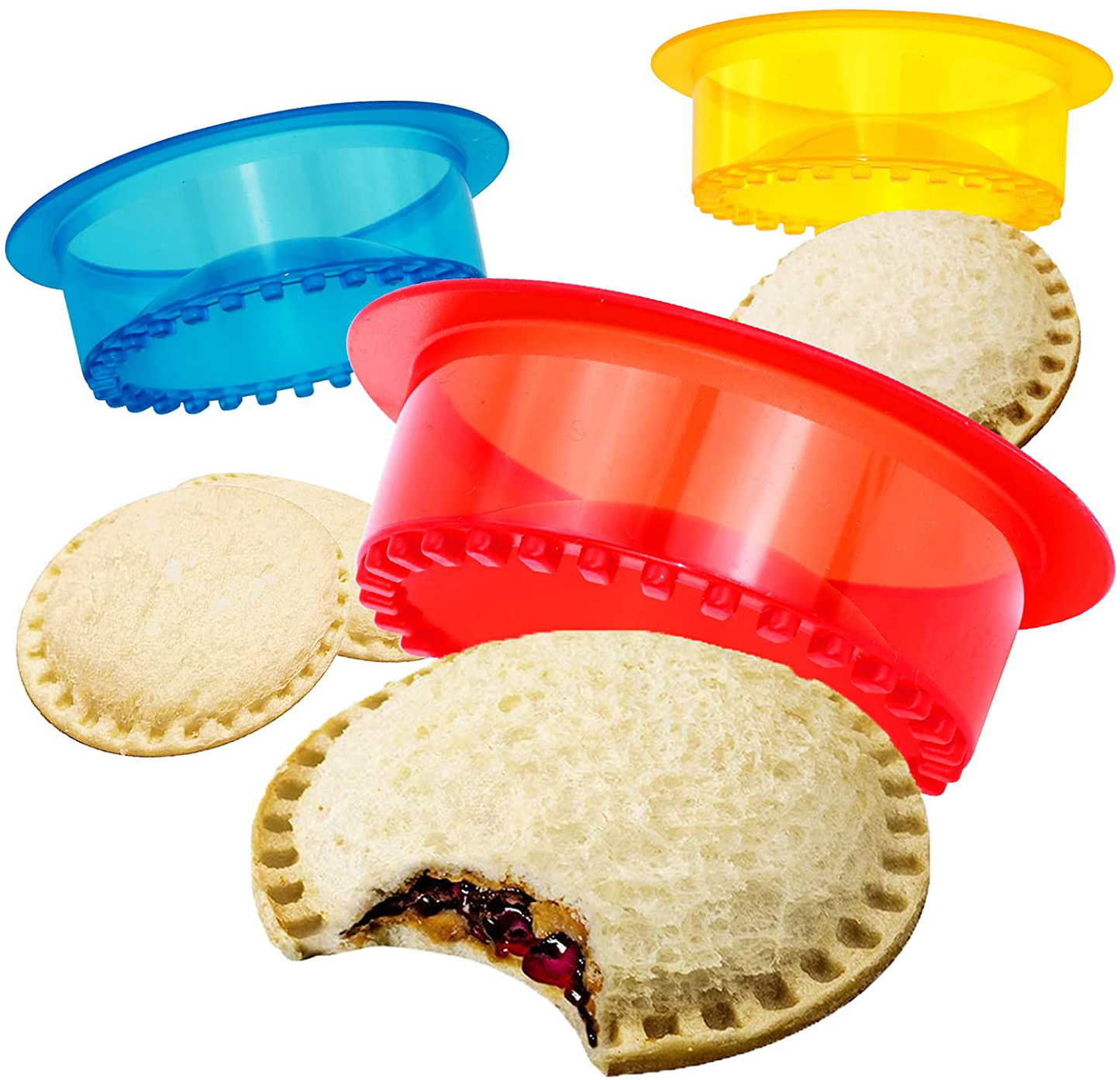 HiYZ Sandwich Cutter and Sealer, Pack of 5 Uncrustables Sandwich Maker for Kids, Bread Sandwich Decruster Pancake Maker DIY Cookie Cutter for Boys and Girls Lunch Lunchbox and Bento Box(Red)