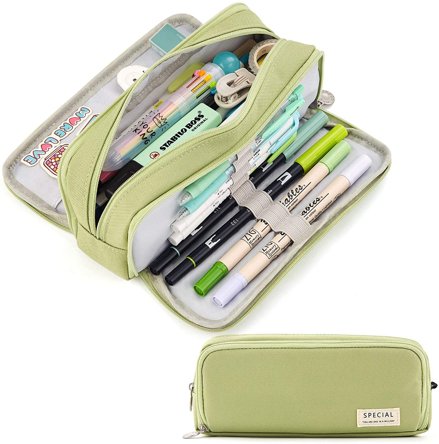 CICIMELON Large Capacity Pencil Case 3 Compartment Pouch Pen Bag for School Teen Girl Boy Men Women