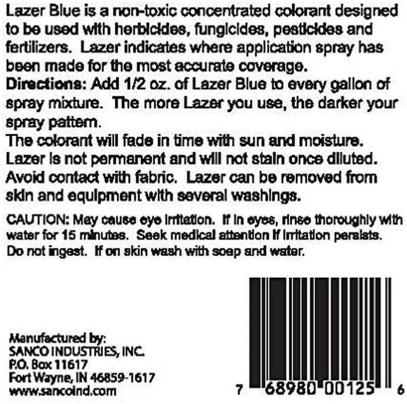 Liquid Harvest Lazer Blue Concentrated Spray Pattern Indicator 8 Ounces Perfect Weed Spray Dye, Herbicide Dye, Fertilizer Marking Dye, Turf Mark and Blue Herbicide Marker