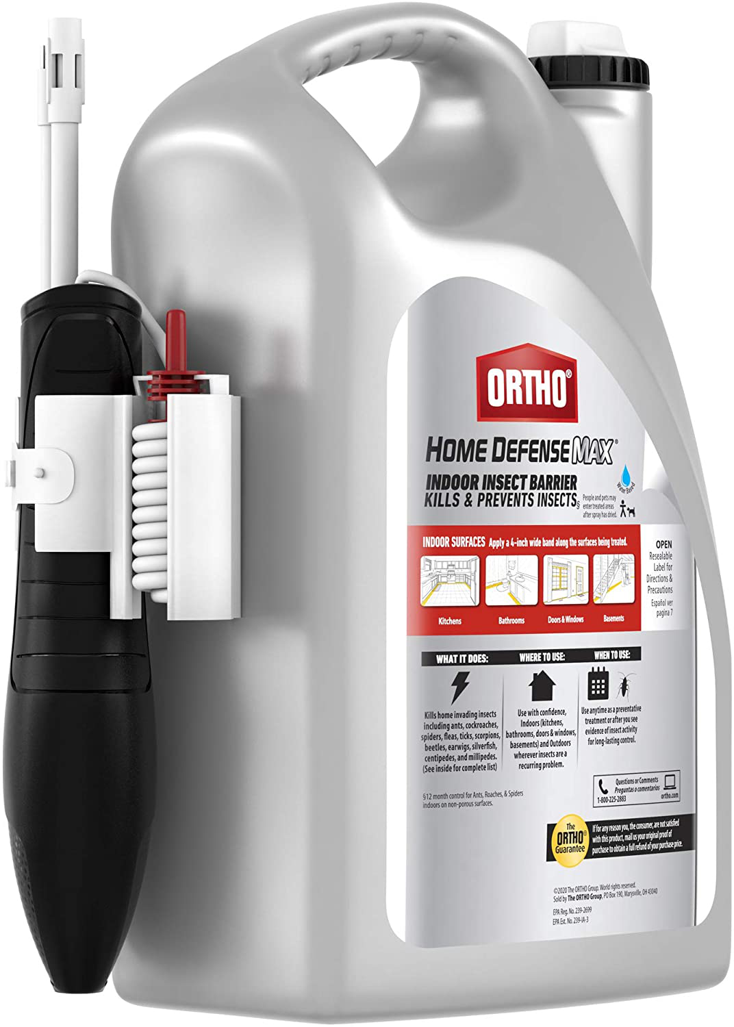 Ortho Home Defense Max Indoor Insect Barrier: Refill, Starts Killing Ants, Roaches, Spiders, Fleas and Ticks Fast, Use for Indoor Pest Control, Long-Lasting Control, 1 gal.