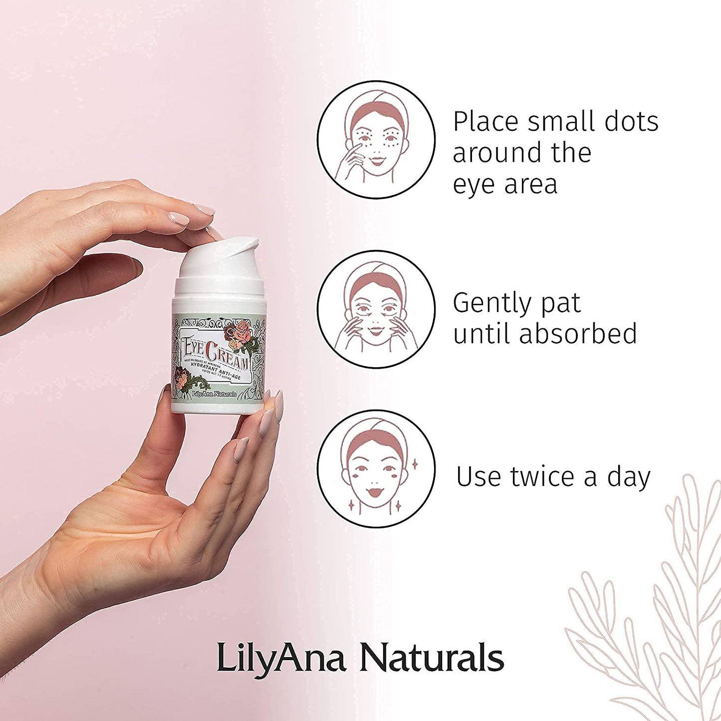 Lilyana Naturals Eye Cream - 2-Month Supply - Made in USA, Eye Cream for Dark Circles and Puffiness, under Eye Cream, anti Aging Eye Cream, Improve the Look of Fine Lines and Wrinkles, Rosehip and Hibiscus Botanicals - 1.7Oz (1-Pack)