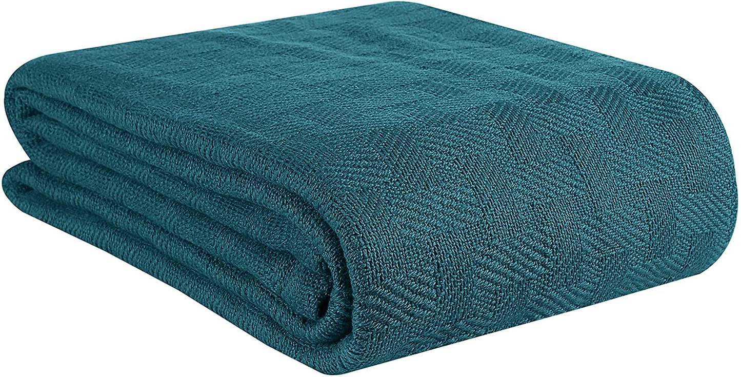GLAMBURG 100% Cotton Bed Blanket, Breathable Bed Blanket Twin Size, Cotton Thermal Blankets Twin Size - Perfect for Layering Any Bed for All Season - Charcoal Grey