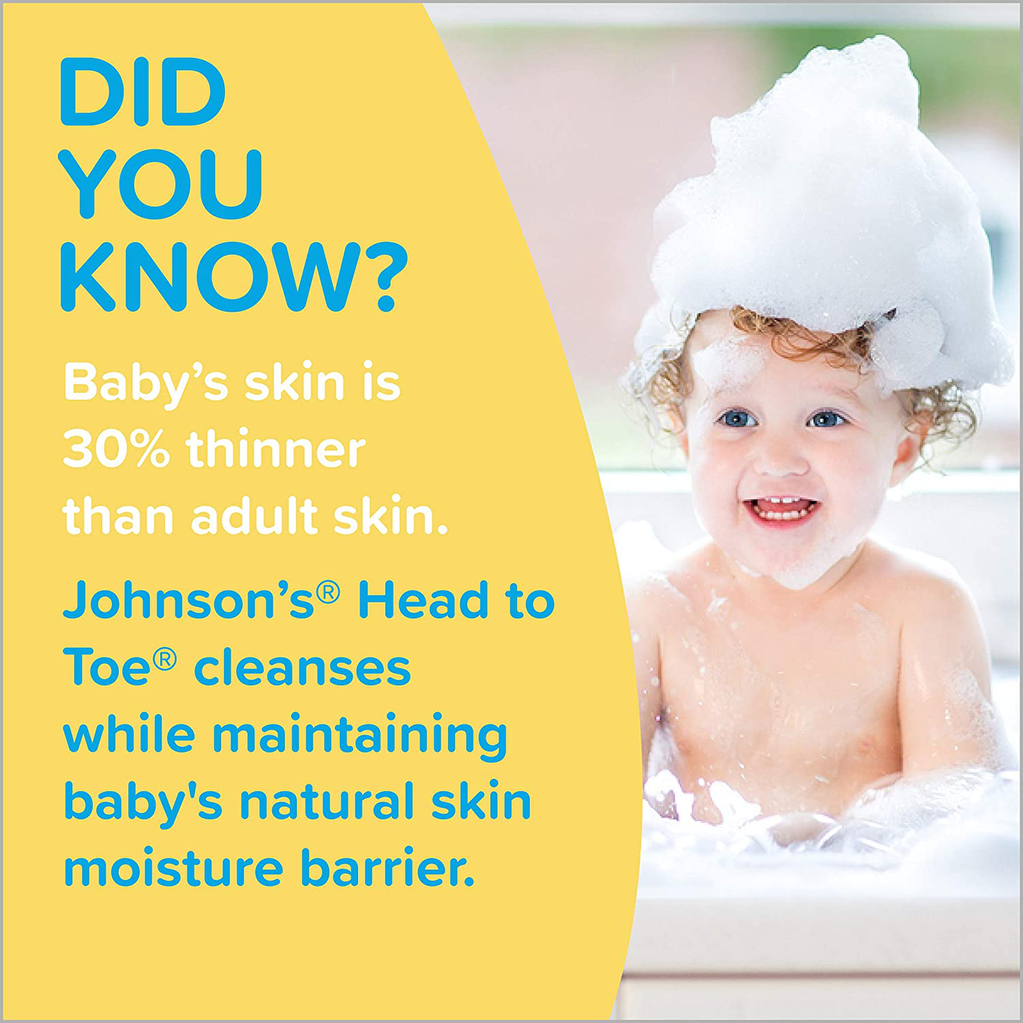 Johnson's Head-To-Toe Gentle Tear-Free Baby & Newborn Wash & Shampoo, Sulfate, Paraben- Phthalate & Dye-Free, Hypoallergenic Wash for Sensitive Skin & Hair