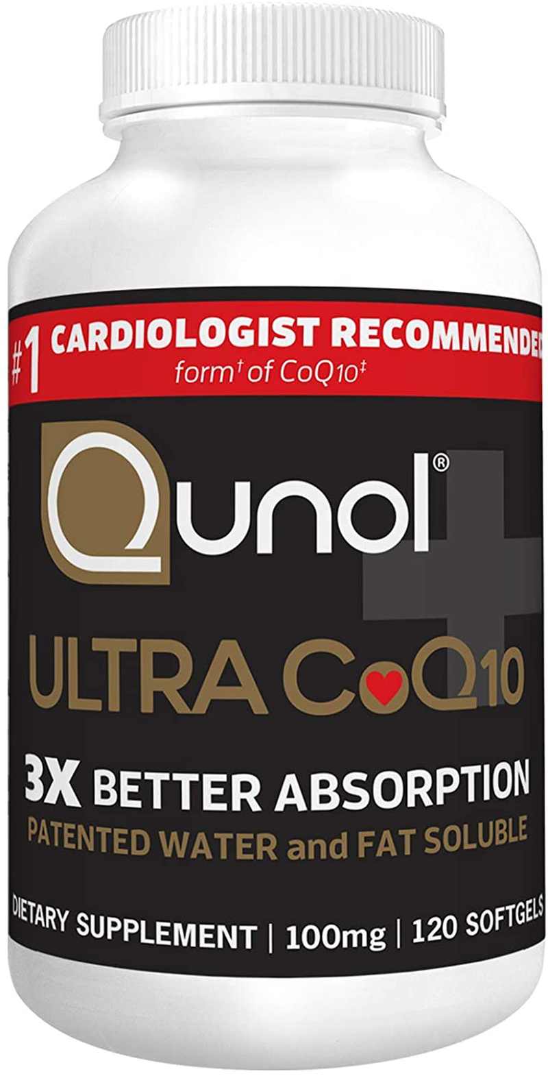 Qunol Ultra CoQ10 100mg 3X Better Absorption Patented Water and Fat Soluble Natural Supplement Form Coenzyme Q10 Antioxidant for Heart Health Packs Softgels