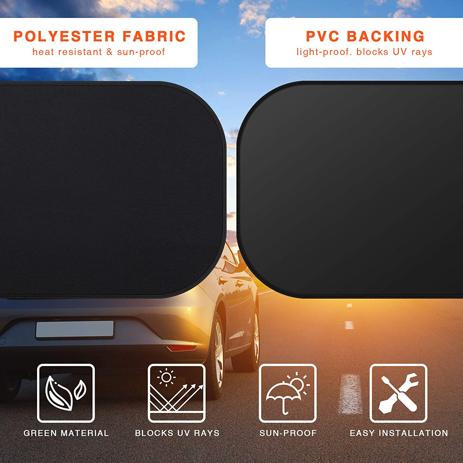 Maxpart Car Window Shades Cover Side Window Sunshade Protector Sun Shade Rear Window Visor Blinds Mesh Tint Net Solar Light Protection Shield for Kids Baby Infant