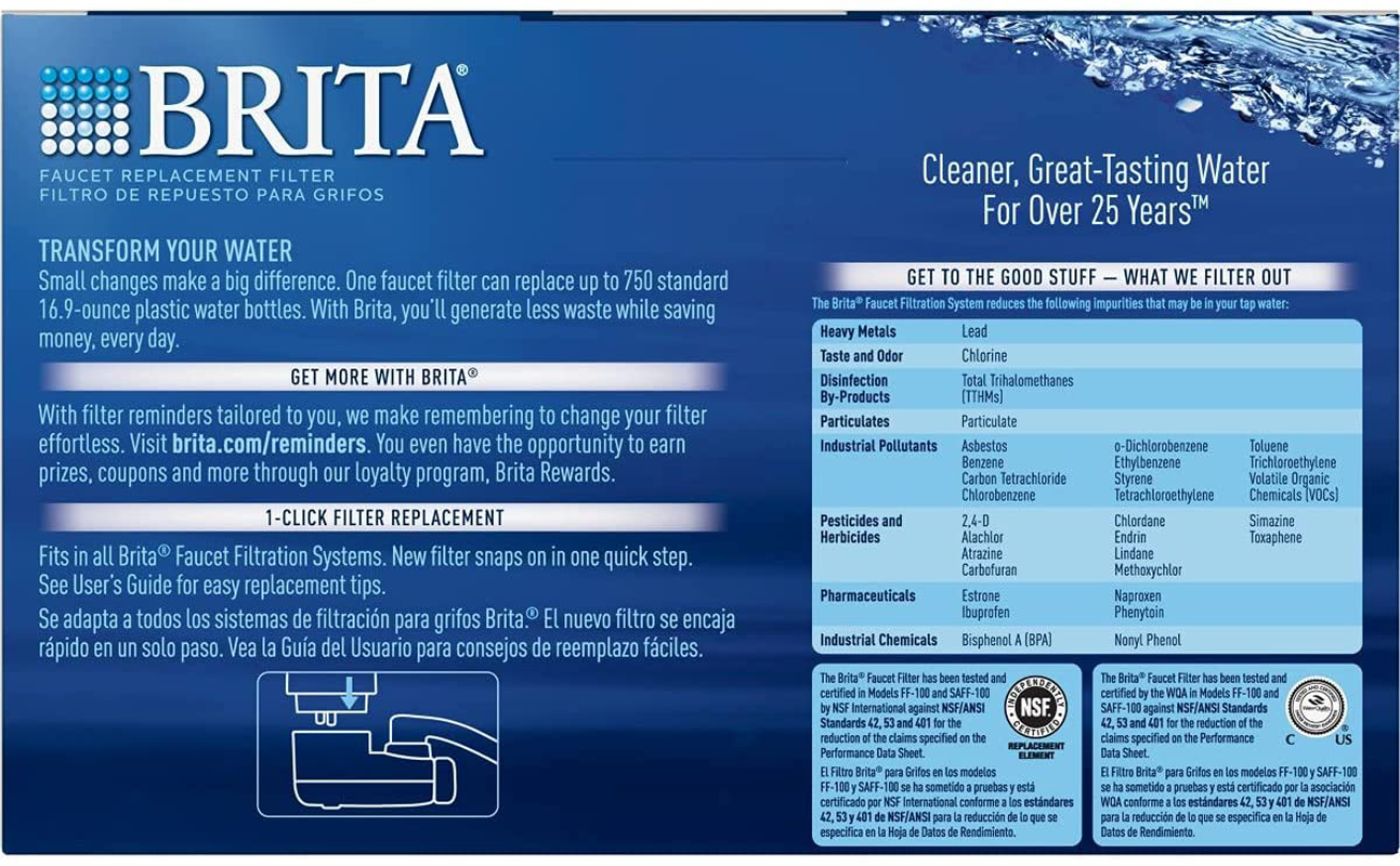 Brita Basic Replacement Water Filters, Chrome, 2 Count - 36312