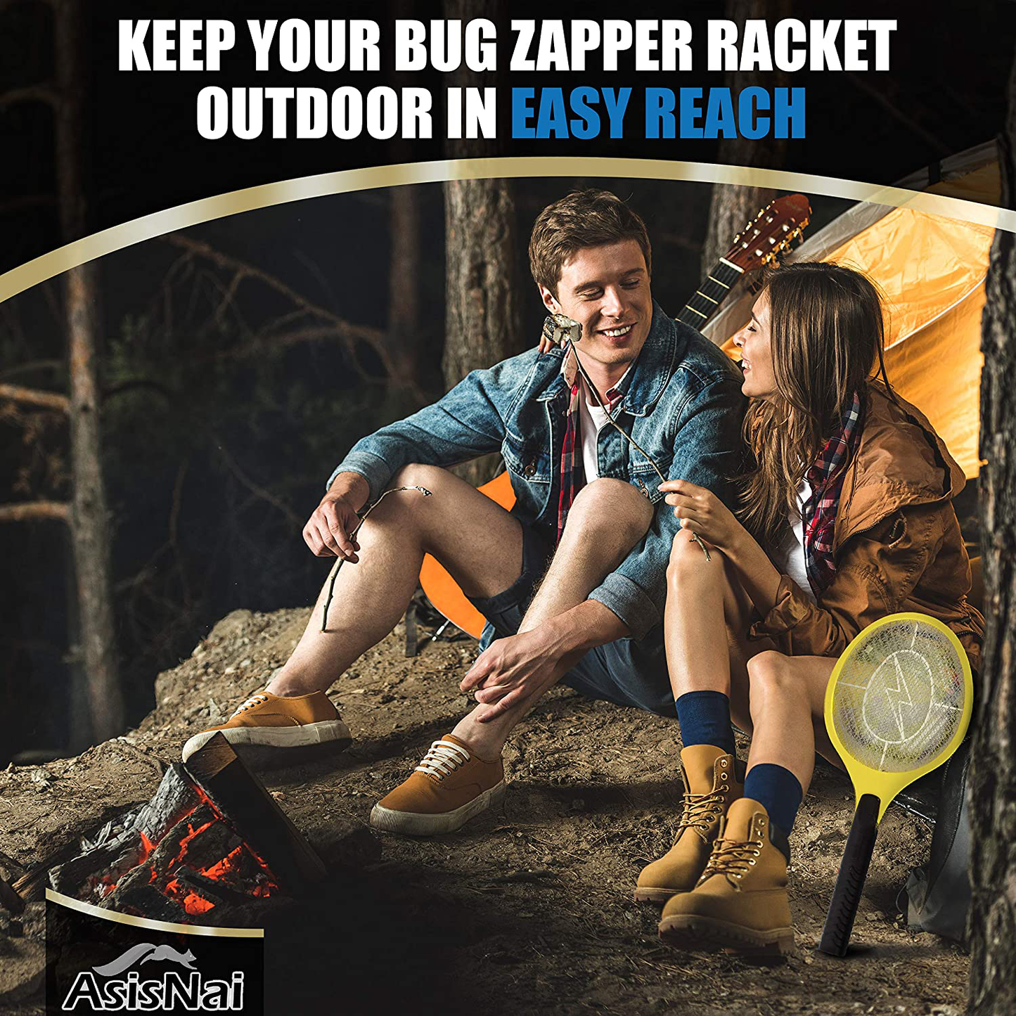 ASISNAI Bug Zapper 18" Electric Fly & Mosquito Swatter Racket - Outdoor/Indoor Killer for Flies, Battery-Operated Tennis Killing Zap, 3000 Volts Electronic Catcher, 2 AA Batteries Included - Red
