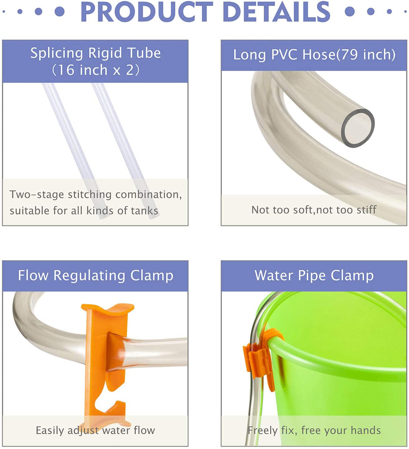 hygger Aquarium Gravel Cleaner, New Quick Water Changer with Air-Pressing Button Fish Tank Sand Cleaner Kit Aquarium Siphon Vacuum Cleaner with Water Hose Controller Clamp