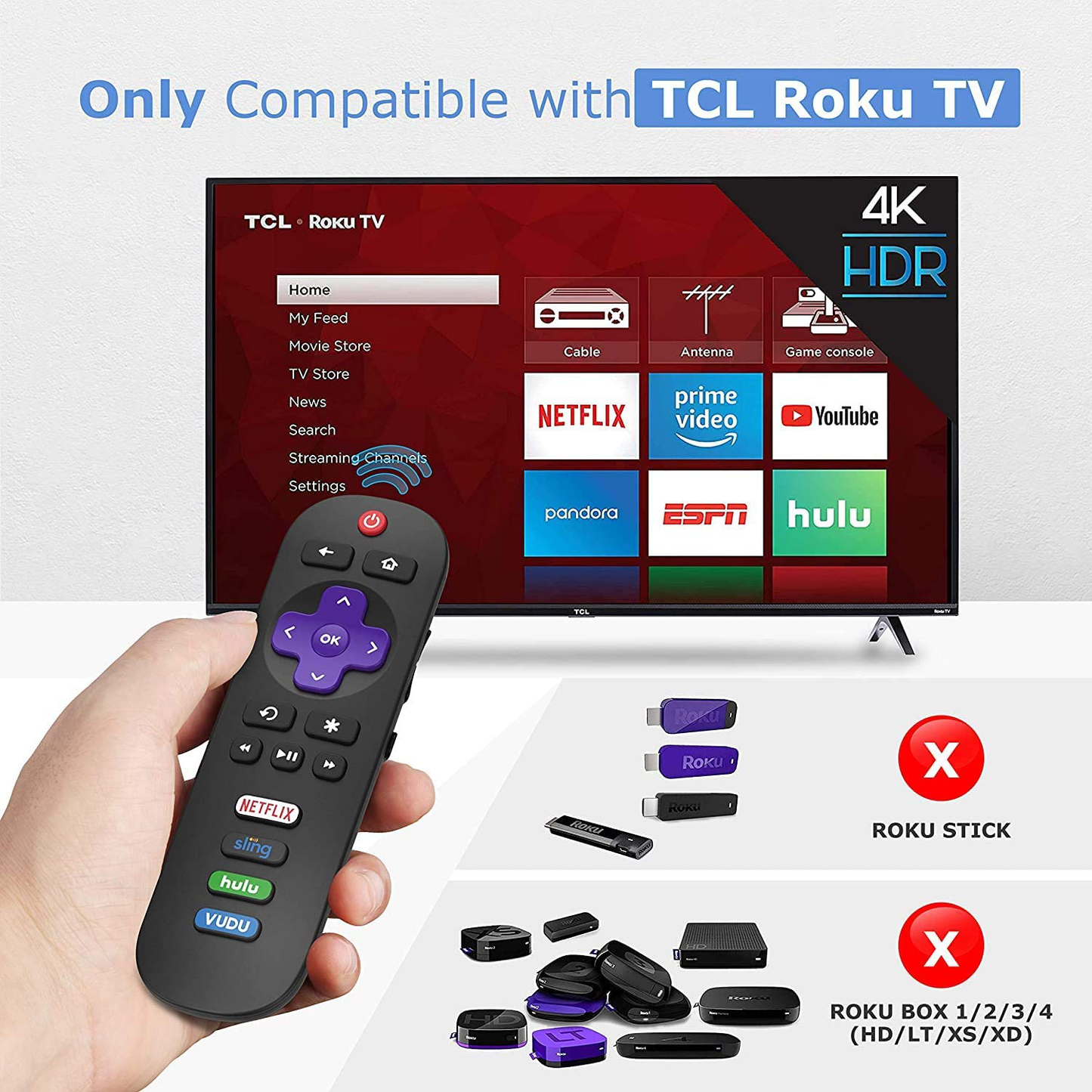 Angrox Remote Control Applicable for TCL Roku TV Remote All TCL Roku Smart LED TVs