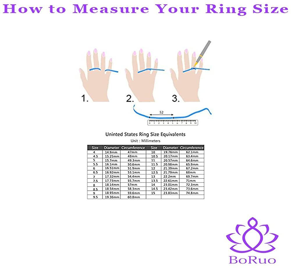 925 Sterling Silver Ring, BORUO Twisted Eternity Band Stackable Rings 2Mm Size 4-12