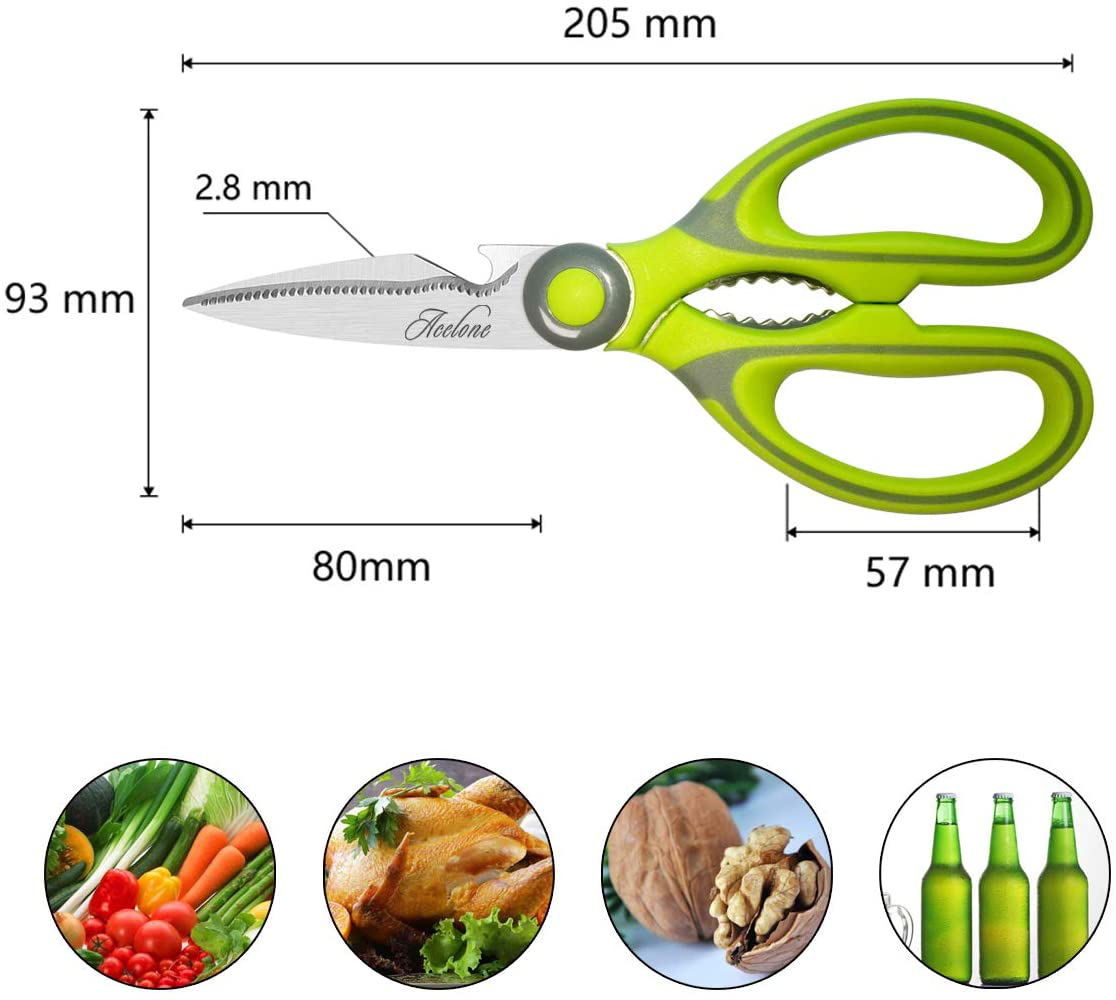 Kitchen Shears, Acelone Premium Heavy Duty Shears Ultra Sharp Stainless Steel Multi-function Kitchen Scissors for Chicken/Poultry/Fish/Meat/Vegetables/Herbs/BBQ… (Orange black)