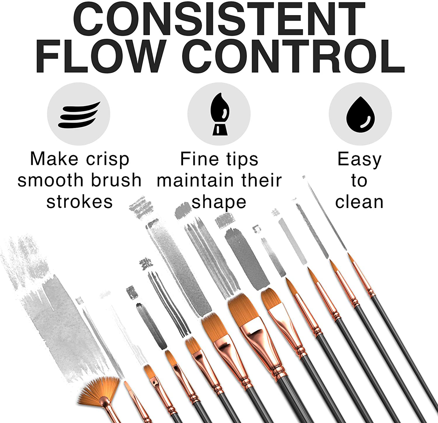 Professional Artist Paint Brush Set of 12 - Painting Brushes Kit for Kids, Adults Fabulous for Canvas, Watercolor & Fabric