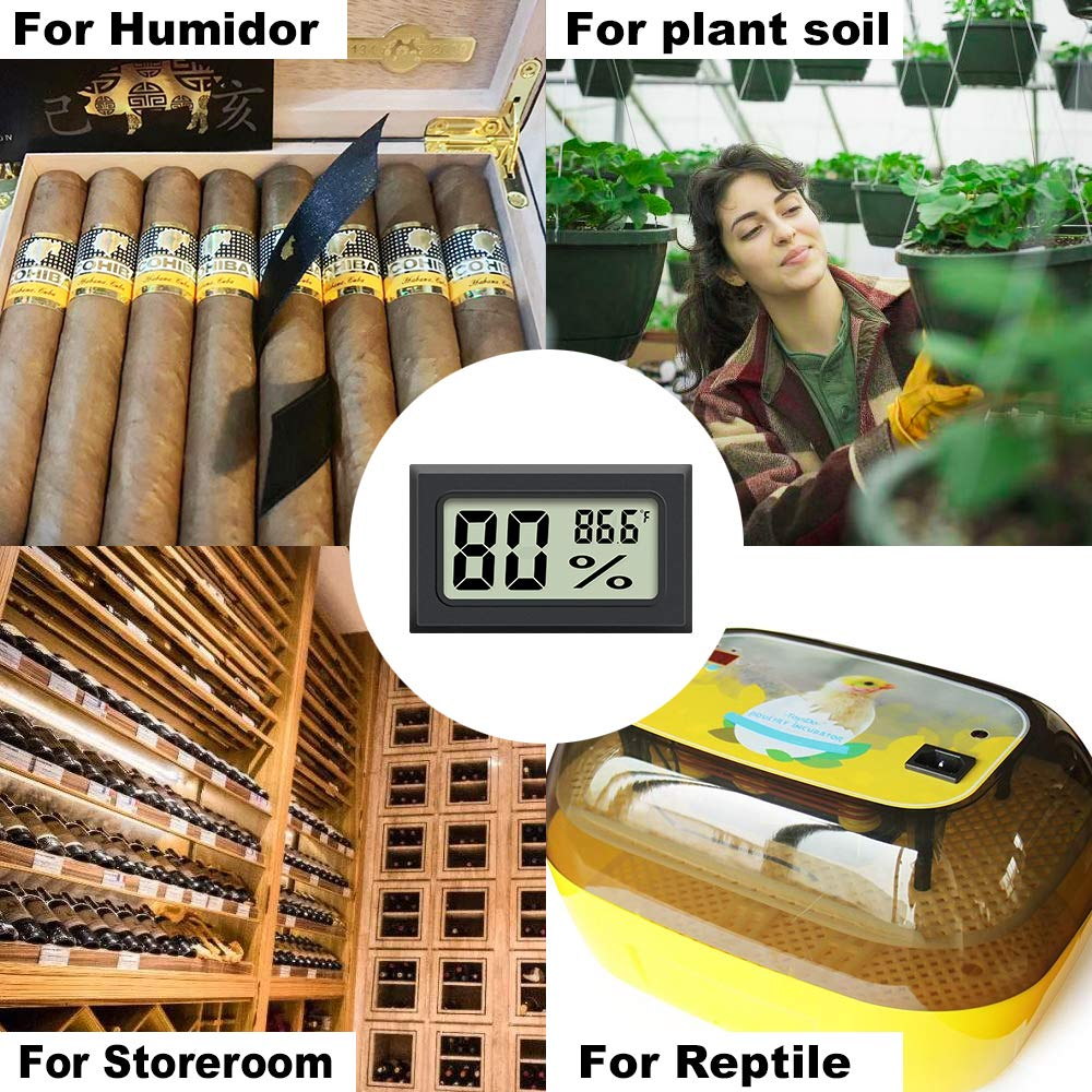 Mini Hygrometer Thermometer 2PCS Mini Digital Humidity Gauge, Aiktryee Hygrometer Indoor Humidity Monitor, Temperature Humidity Gauge Meter for Humidors, Greenhouse, Garden, Cellar, Closet, Etc