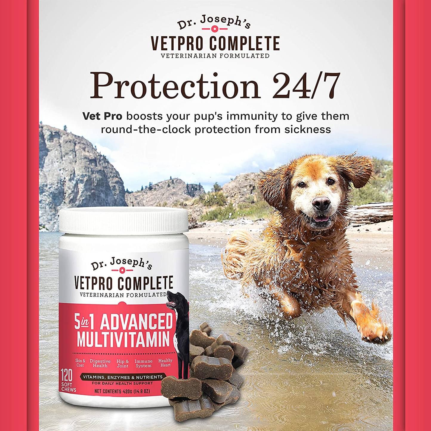 VetPro Dog Vitamins and Supplements - Glucosamine for Hip and Joint Health, Immune System Support, Allergy Meds