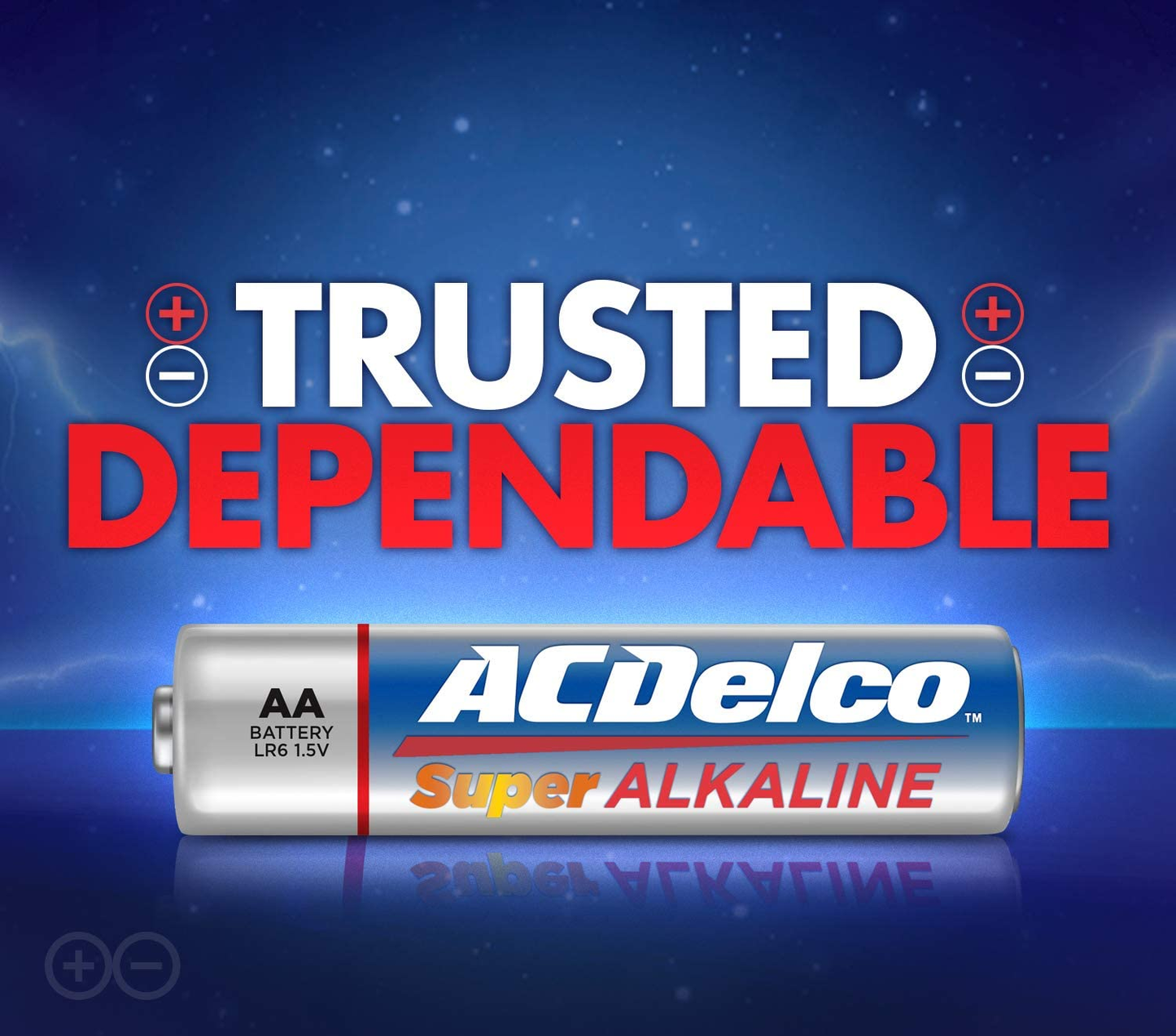 Acdelco AA Batteries, Maximum Power Super Alkaline Battery, 10-Year Shelf Life, Recloseable Packaging, Blue