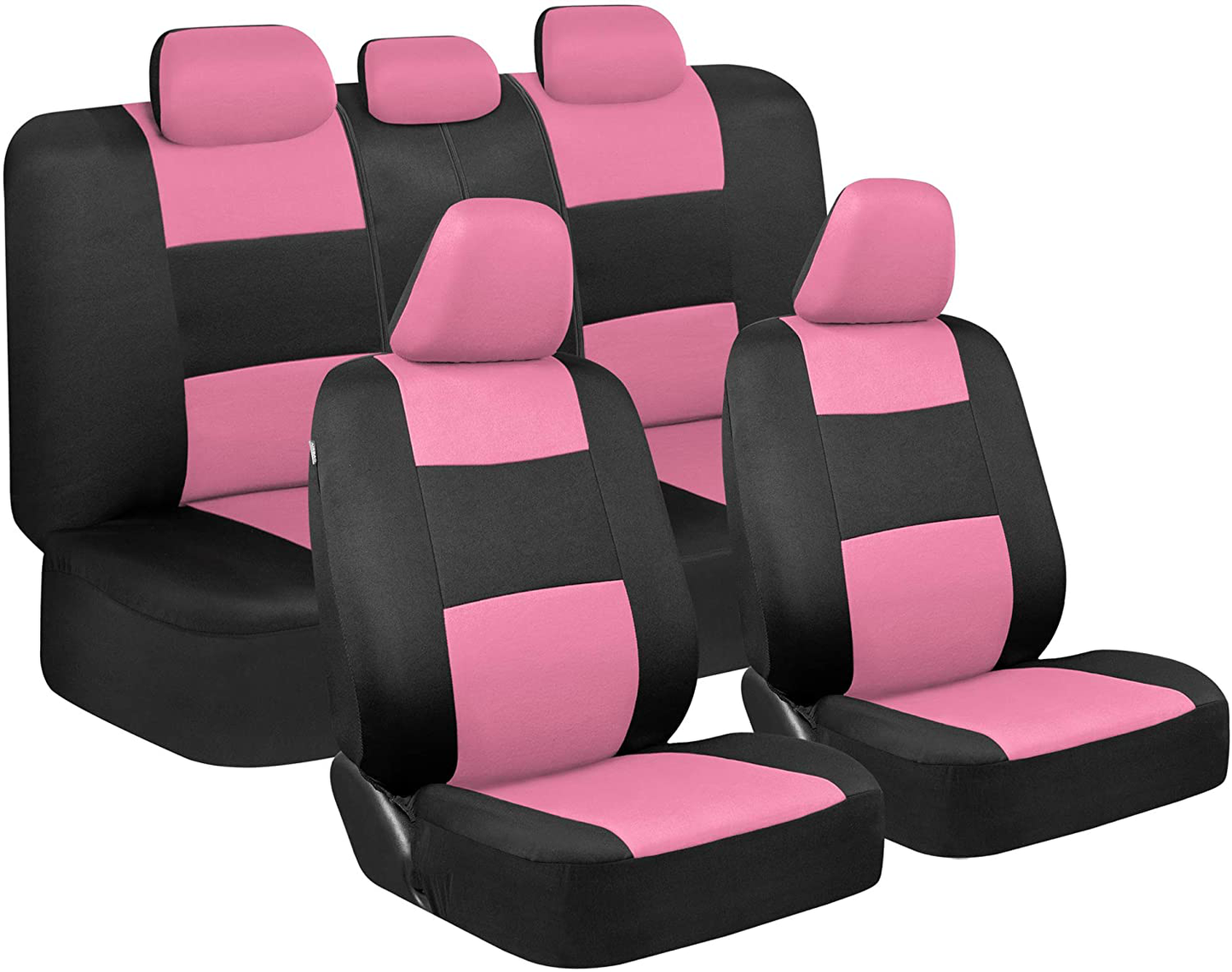 BDK PolyPro Car Seat Covers Full Set Front and Rear Split Bench Protection, Easy Install with Two-Tone Accent, Universal Fit for Auto Truck Van SUV