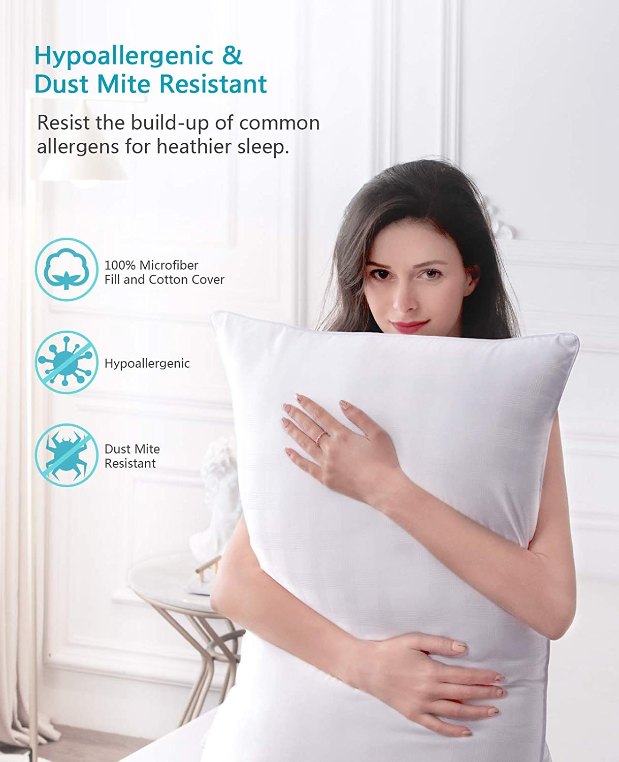 SOMITO HOME Bed Pillows for Sleeping Queen Size 20 X 30 Inches, Hypoallergenic Pillow for Side and Back Sleeper, Gel Hotel Pillows Set of 2, down Alternative Cooling Pillow, Firm/Medium