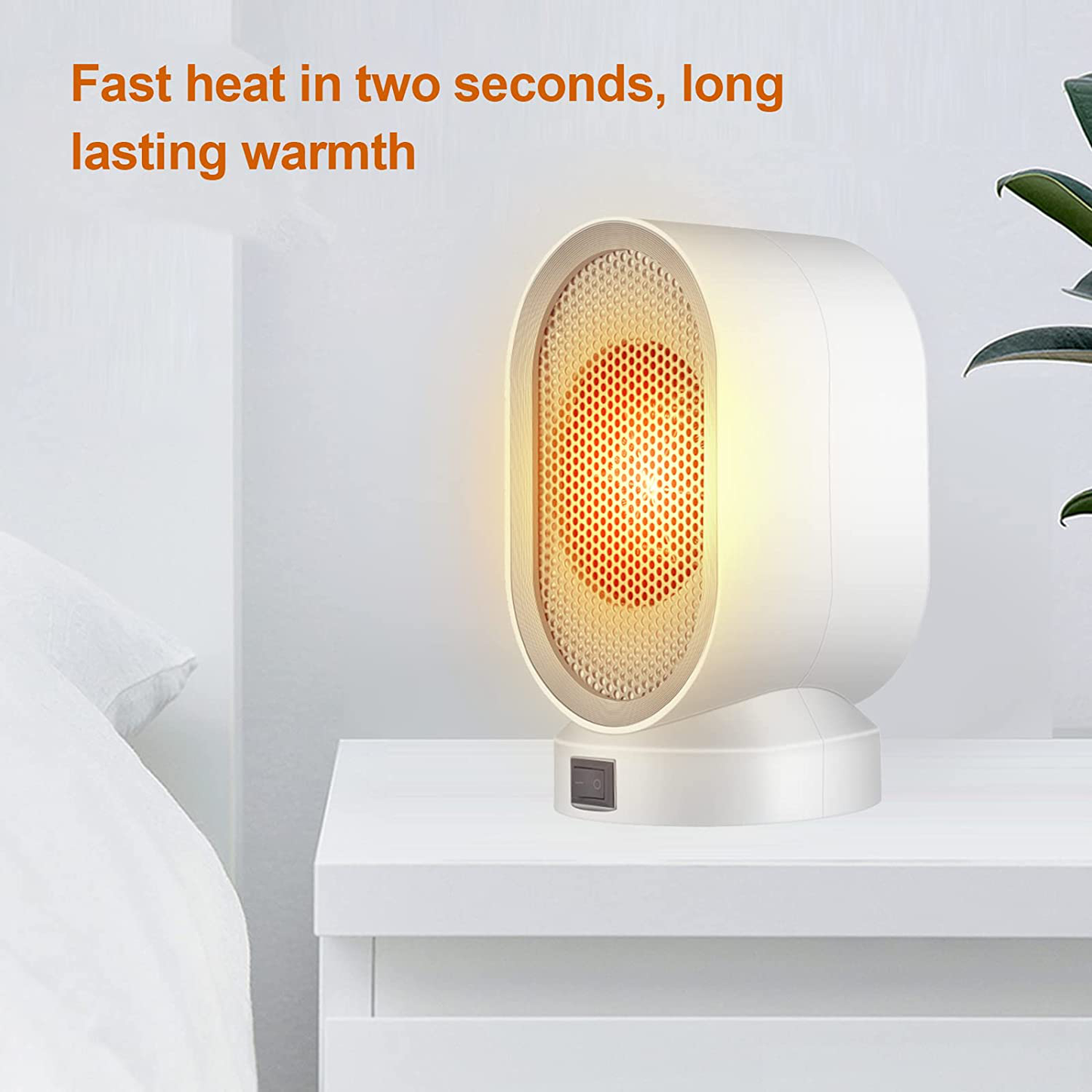 Mini Space Heater, Small Desktop Heater with Overheat Protection, Safe and Quiet for Office Room Desk Indoor Use (White+Grey)