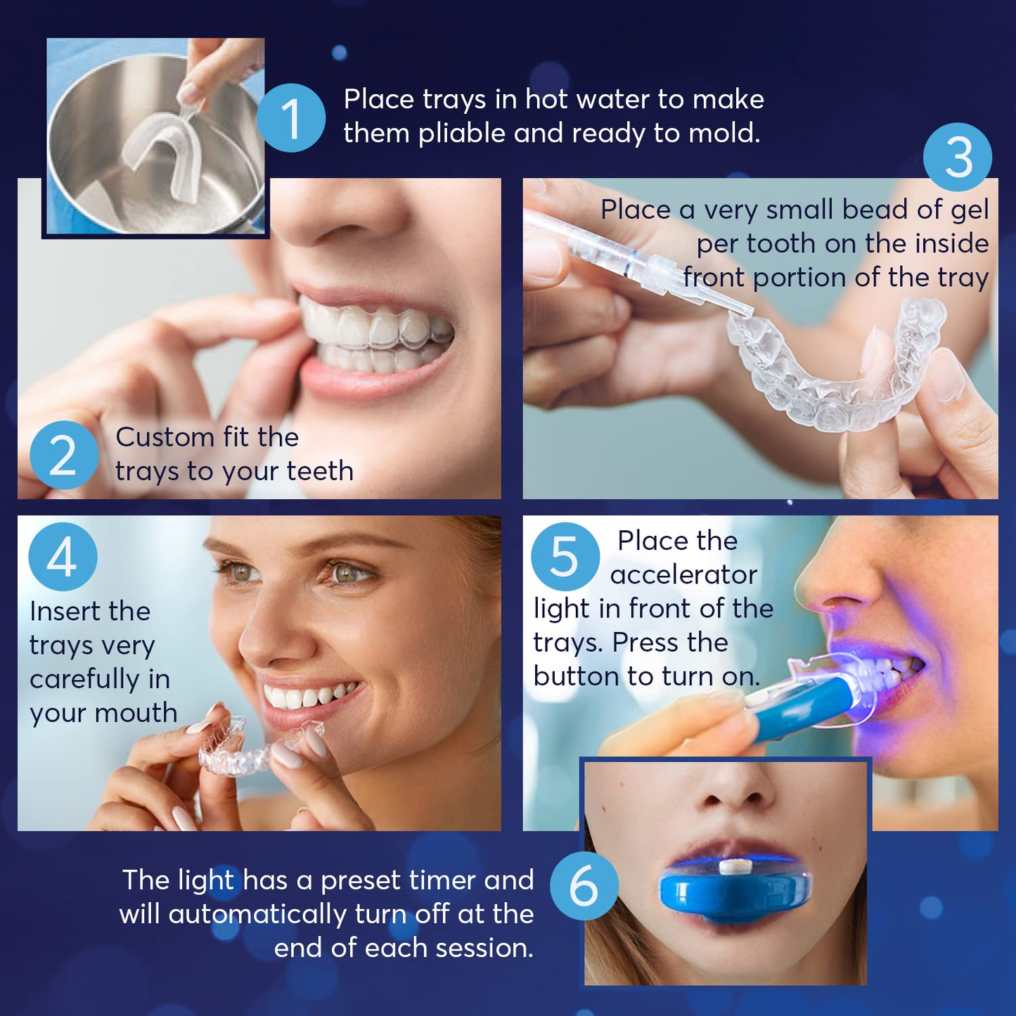 Magicbrite Complete Teeth Whitening Kit at Home Whitener - LED Light, 35% Carbamide Peroxide, 2 Mouth Trays, (3) 3Ml Gel Syringes, Painless Effective