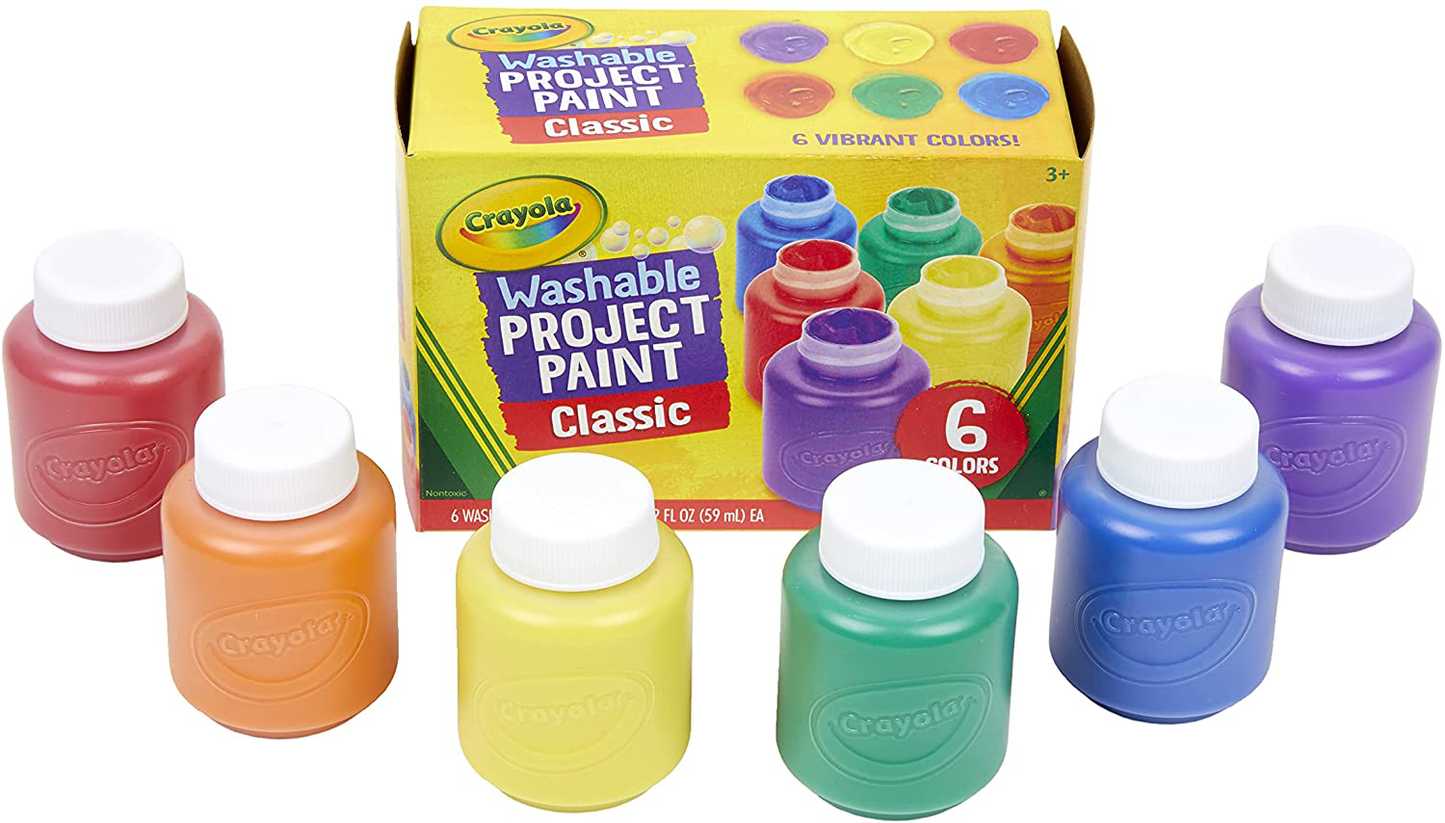 Crayola Washable Kids Paint, 6 Count, Kids At Home Activities, Painting Supplies, Gift, Assorted