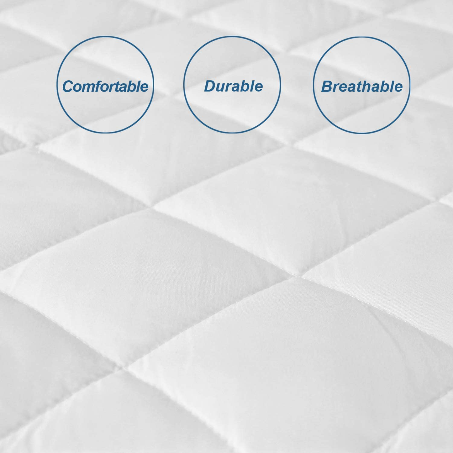Twin Mattress Pad Protector Waterproof, Breathable Quilted Fitted Mattress Protector, Durable Mattress Cover Down Alternative Filling, Deep Pocket Stretches up to 14 Inch