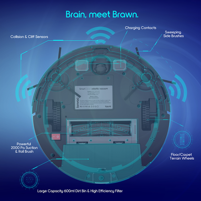 Ionvac Smartclean 2000 Robovac - Hardwood & Carpet Smart Robotic Vacuum, Controlled via Mobile App or Voice Activated Commands