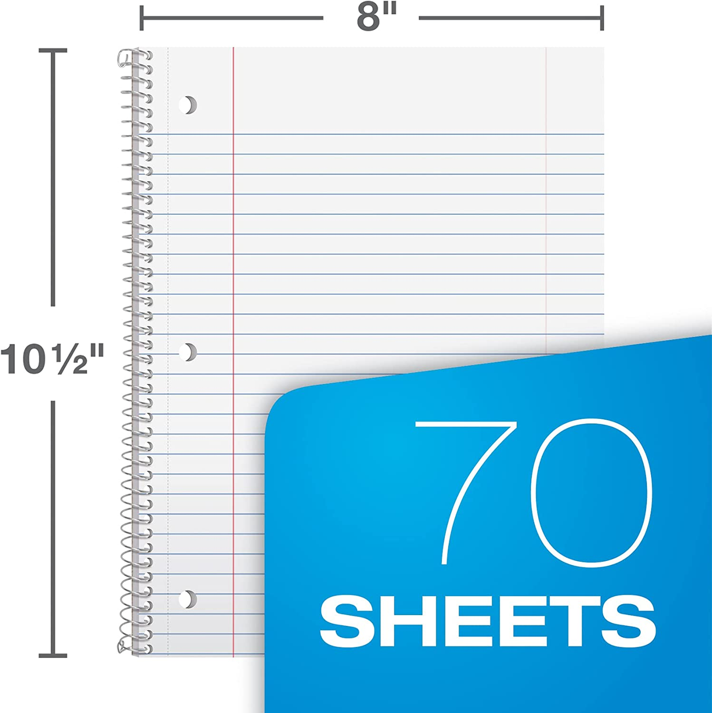 Oxford Spiral Notebook 6 Pack, 1 Subject, Collage/Wide Ruled Paper, 8 X 10-1/2 Inch, 70 Sheets