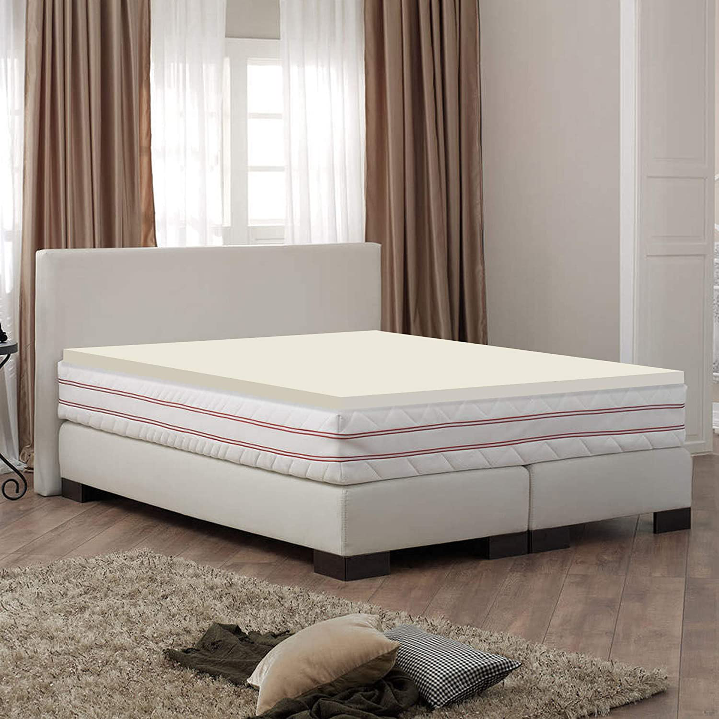 Zutan, 2-inch Foam Topper, Adds Comfort to Mattress, Twin, Yellow