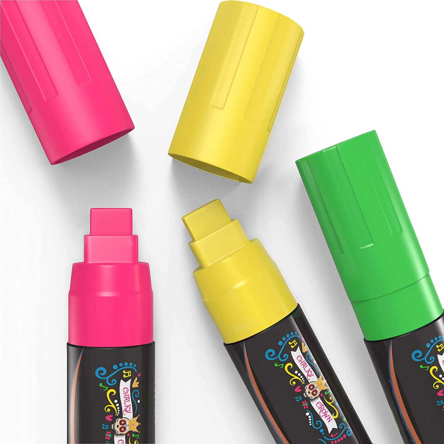 Jumbo Liquid Chalk Markers - Bold Chalk Markers for Chalkboards, Window Markers, Chalk Pens for Signs, Blackboard, Glass - Square Reversible Tip - 24 Chalkboard Labels Included (15Mm, 8 Pack)