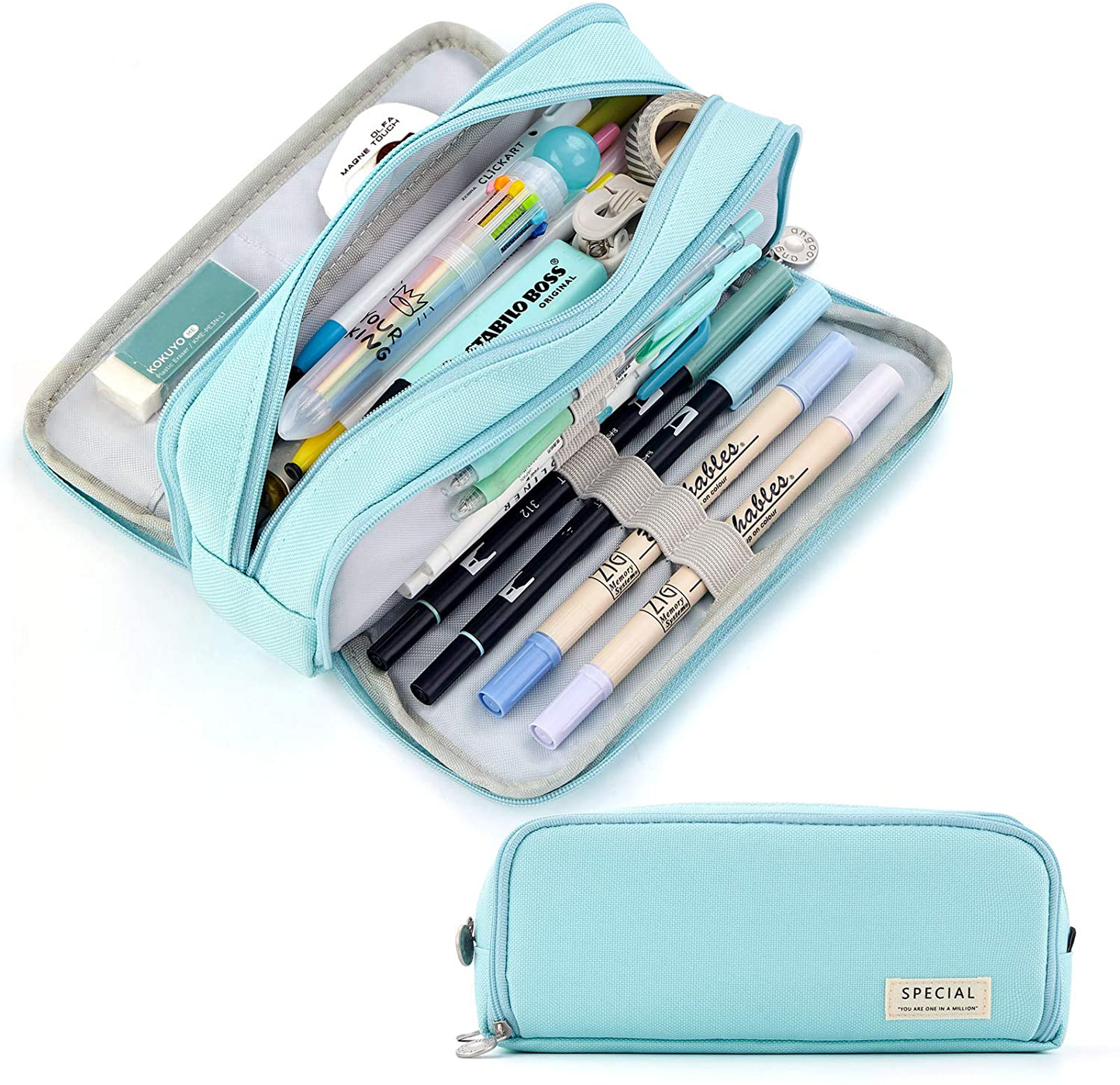 CICIMELON Large Capacity Pencil Case 3 Compartment Pouch Pen Bag for School Teen Girl Boy Men Women