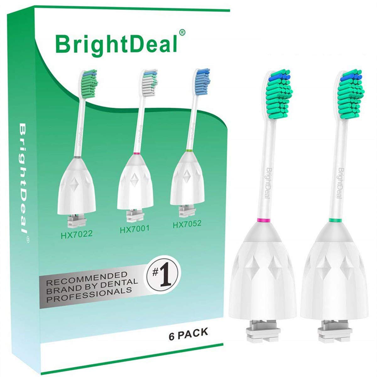 Brightdeal Replacement Brush Heads Compatible with Philips Sonicare Toothbrush Essence Xtreme Elite and Advance HX7022/66, 6-Pack