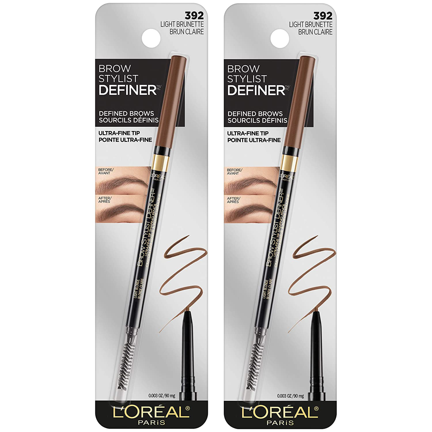 L'Oreal Paris Makeup Brow Stylist Definer Waterproof Eyebrow Pencil UltraFine Mechanical Pencil Draws Tiny Brow Hairs Fills in Sparse Areas Gaps Ounce Count