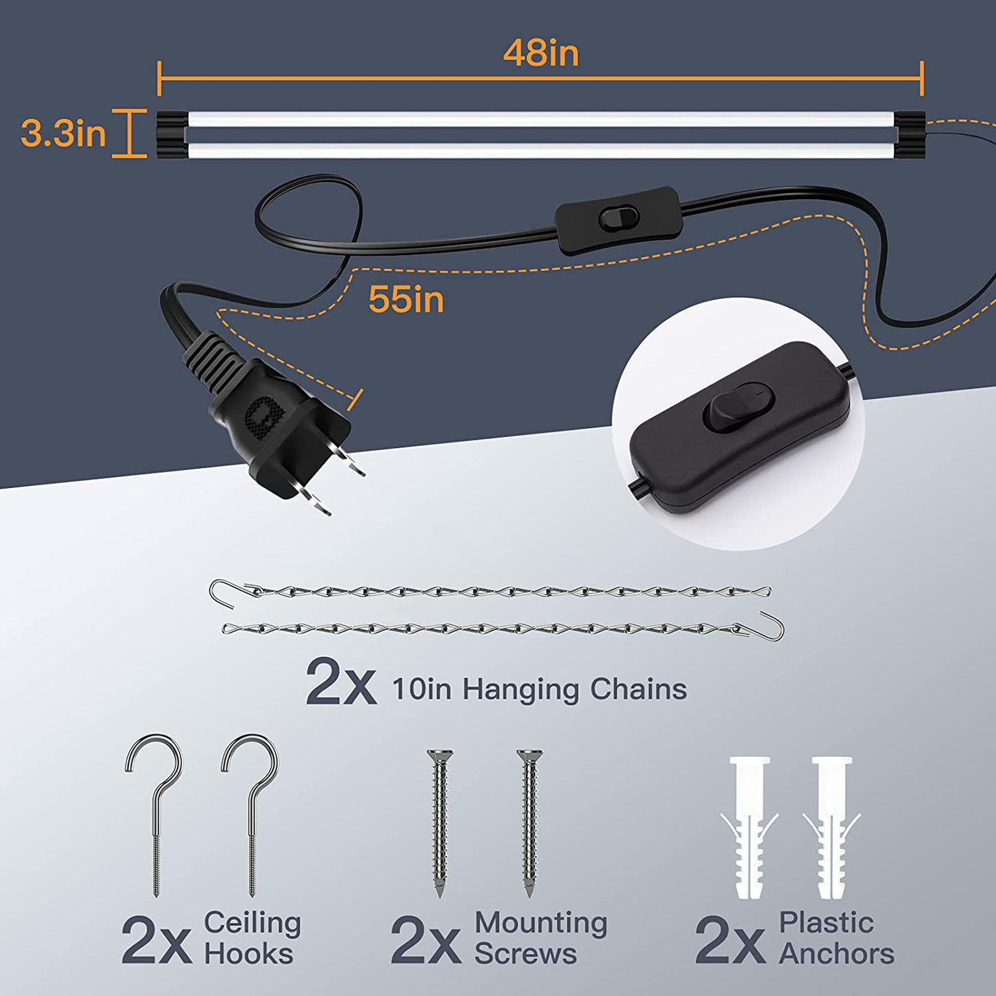 Bbounder 4 Pack Linkable LED Utility Shop Light, 4 FT, 4000 LM, 48 Inch Integrated Fixture for Garage, 40W Equivalent 250W, 5000K Daylight, Surface + Suspension Mount