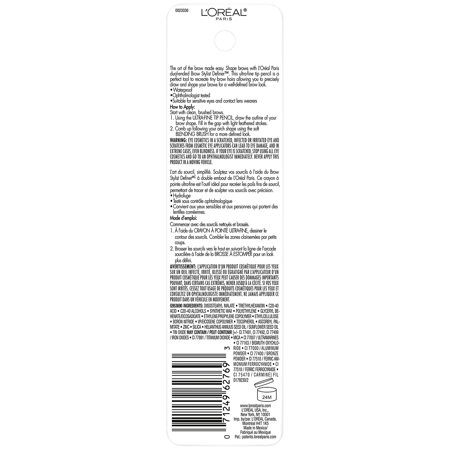 L'Oreal Paris Makeup Brow Stylist Definer Waterproof Eyebrow Pencil UltraFine Mechanical Pencil Draws Tiny Brow Hairs Fills in Sparse Areas Gaps Ounce Count