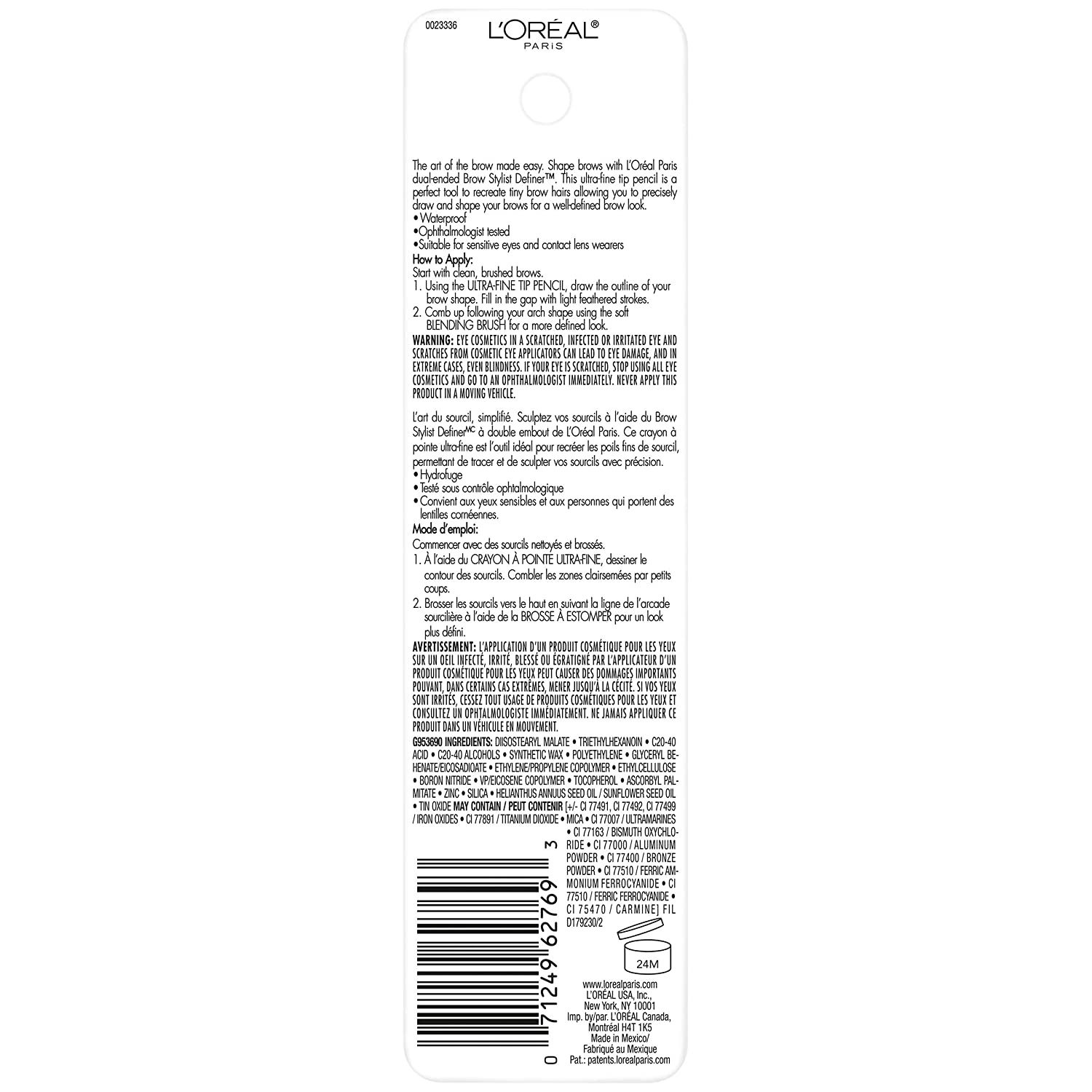 L'Oreal Paris Makeup Brow Stylist Definer Waterproof Eyebrow Pencil UltraFine Mechanical Pencil Draws Tiny Brow Hairs Fills in Sparse Areas Gaps Ounce Count