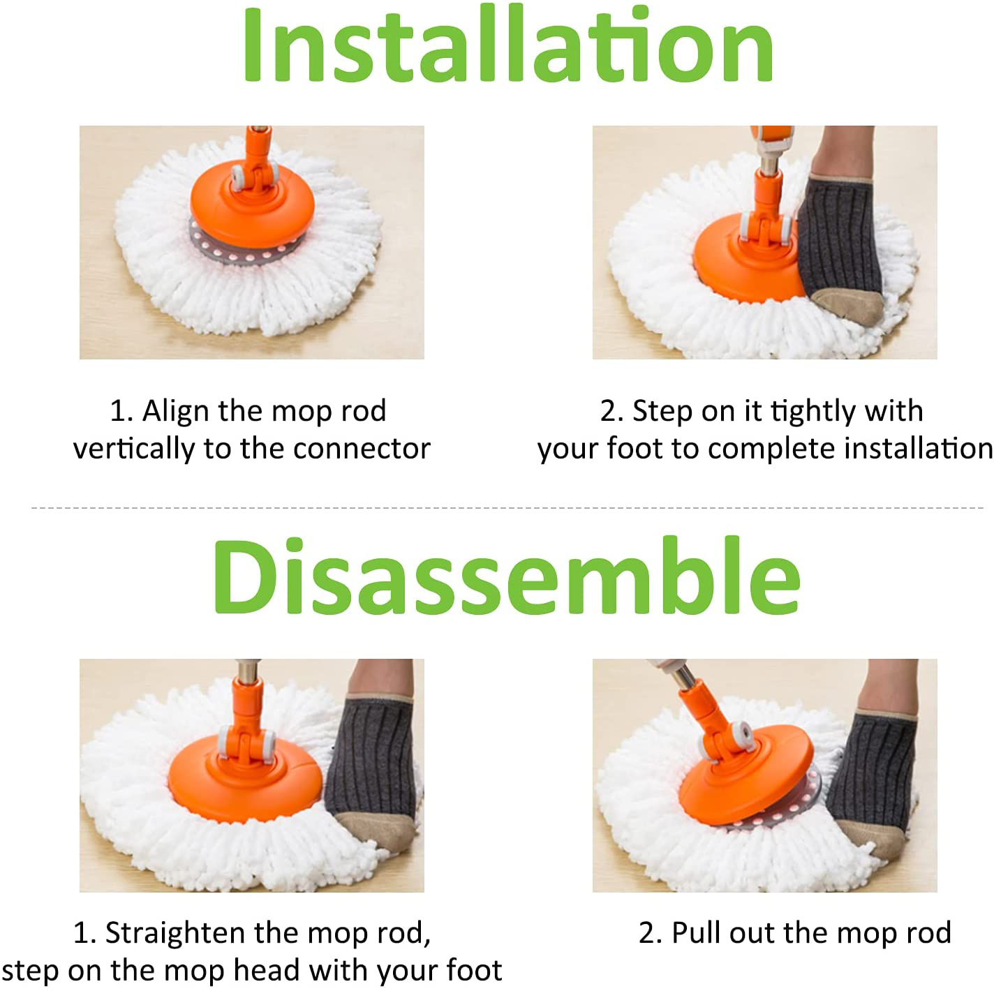 GIBTOOL 4 Pack Mop Head Replacement for Hurricane Spin Mop Replacement Head Microfiber Spin Mop Refills Easy Cleaning Round Shape Standard Size