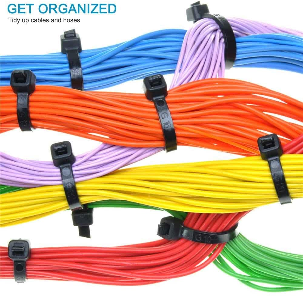 HMROPE 100Pcs Cable Zip Ties Heavy Duty 8 Inch, Premium Plastic Wire Ties with 50 Pounds Tensile Strength, Self-Locking Black Nylon Tie Wraps for Indoor and Outdoor
