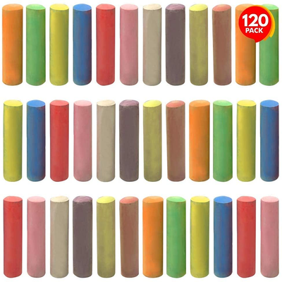 Artcreativity Jumbo Sidewalk Chalk Set for Kids, Giant Box of 120 Colorful Chalk Pieces, Non-Toxic, Dust-Free, Washable Chalk in 10 Colors, for Driveway, Pavement, Outdoors, Great Arts & Crafts