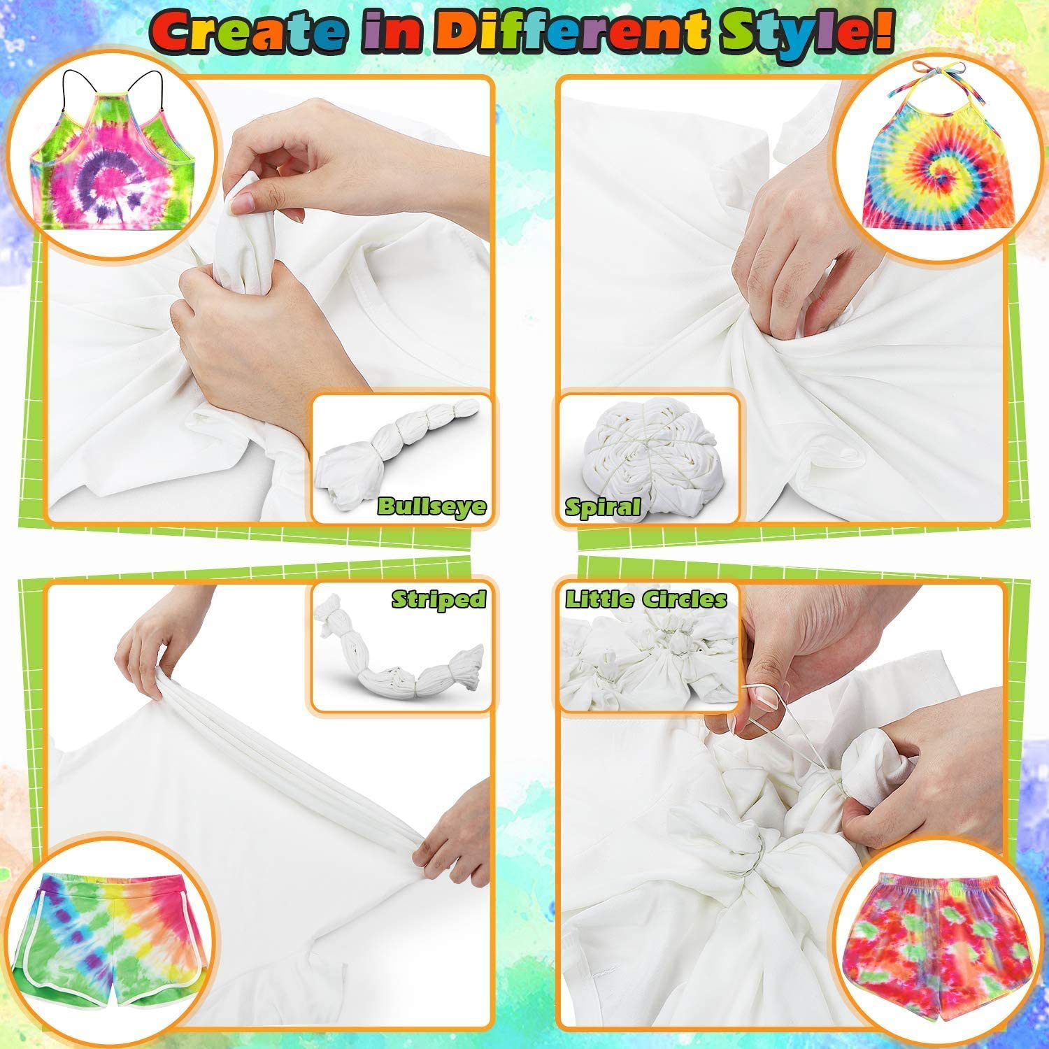 Tie Dye Kits One-Step Fabric Dye Art Party Set, DIY Gift, Textile, T-Shirt, Canvas for Adults, Women, Men, Artist, Kids(18 Colors)