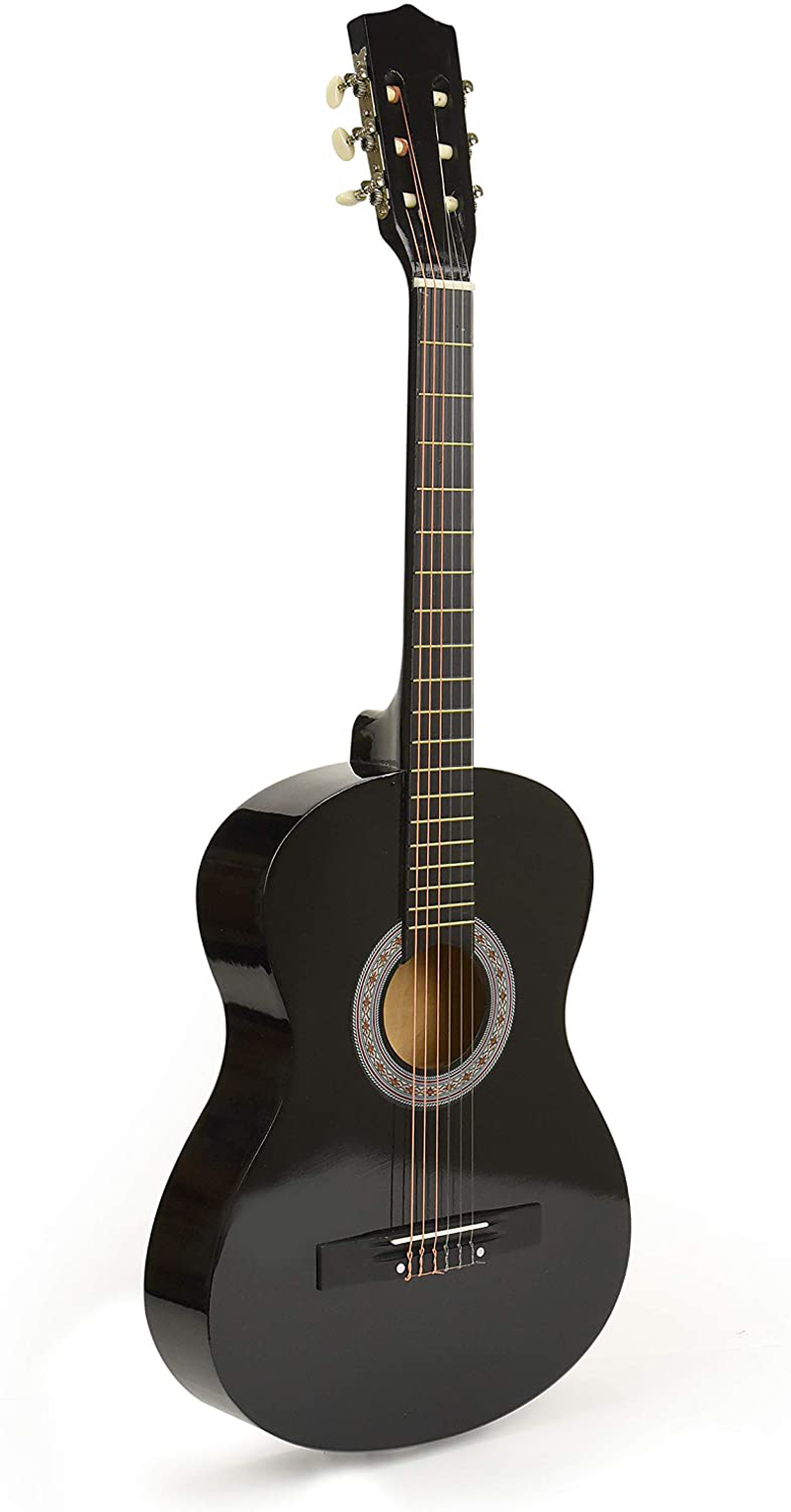 30" Wood Guitar with Case and Accessories for Kids/Girls/Boys/Beginners (Black)