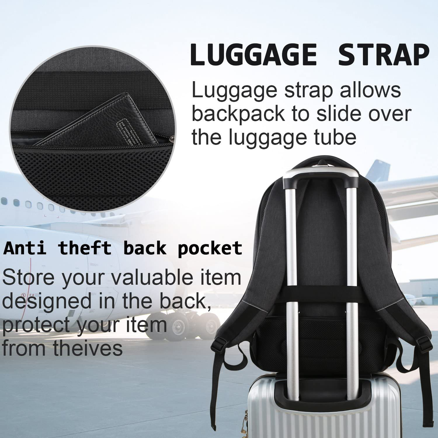 Laptop Backpack, Business Travel Anti Theft Slim Durable Laptops Backpack with USB Charging Port,Water Resistant College School Computer Bag
