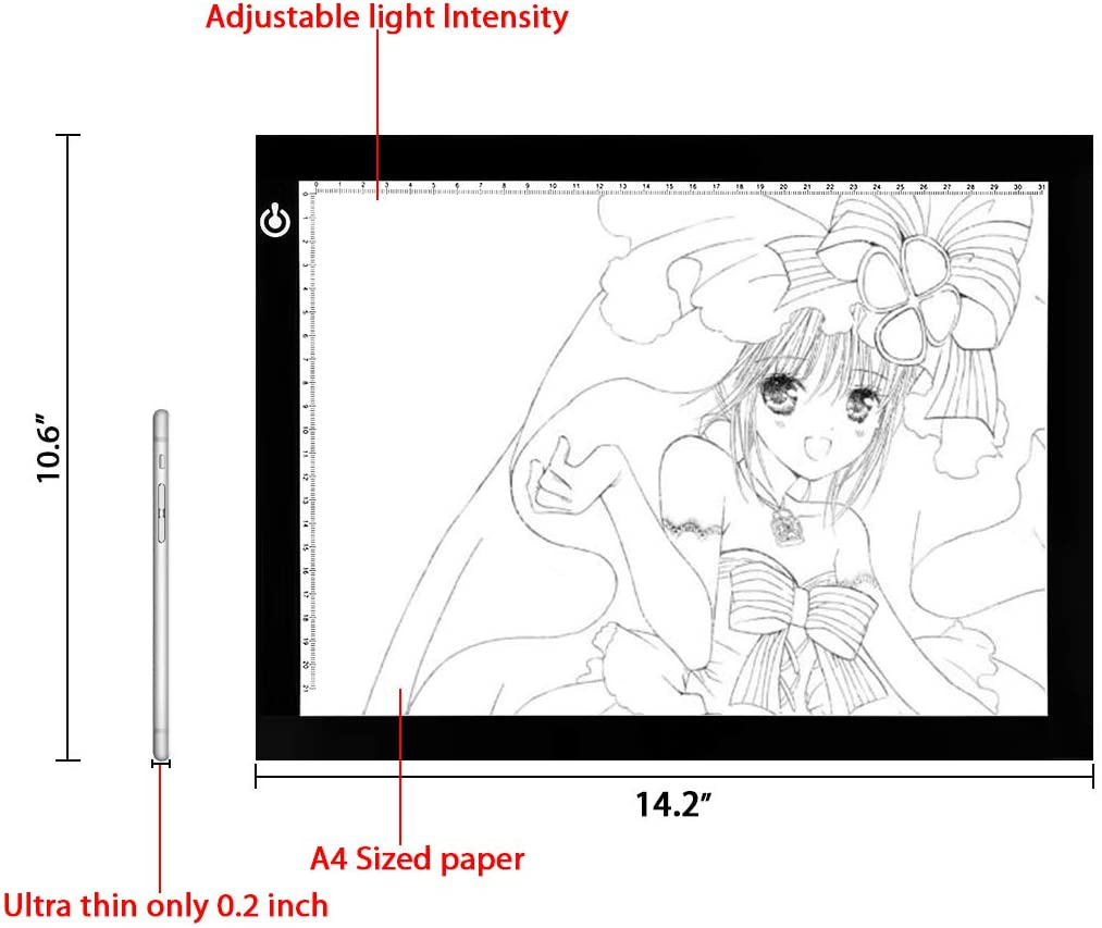 Tracing LED Copy Board Light Box, Ultra-Thin Adjustable USB Power Artcraft LED Trace Light Pad for Tattoo Drawing, Streaming, Sketching, Animation, Stenciling